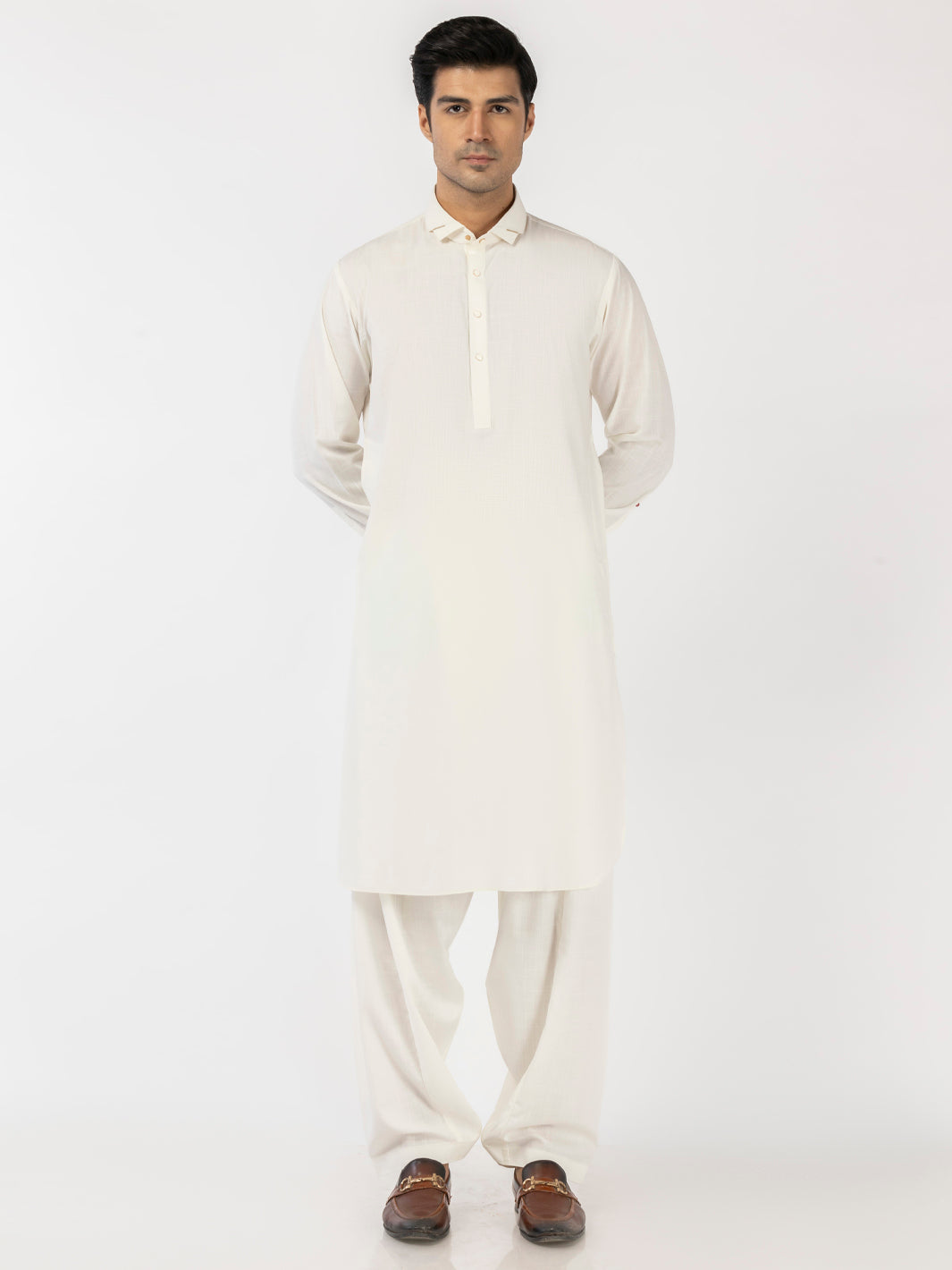Premium Blended White Shalwar Kameez by J. Junaid Jamshed - Elegant Pakistani Traditional Outfit for Men, Perfect for Weddings, Eid & Special Occasions