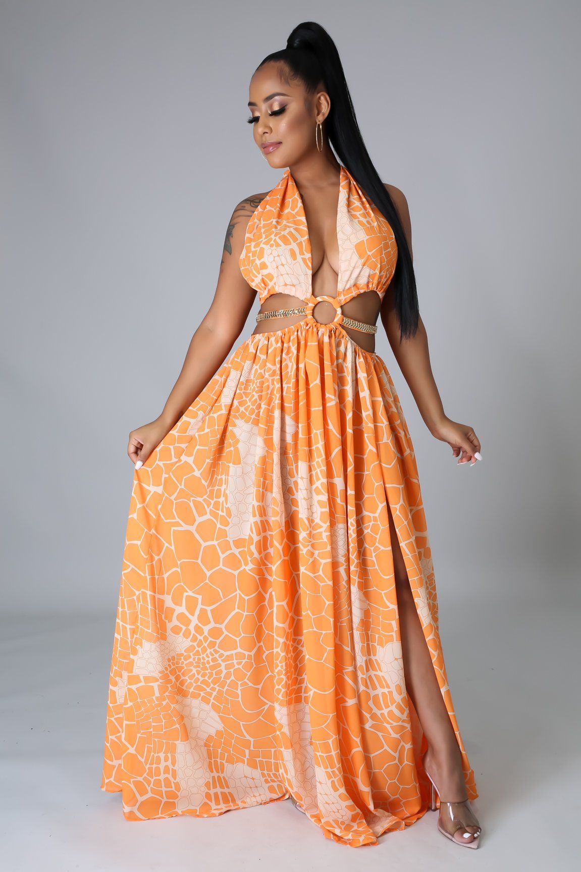 Tulum Vacation Maxi Dress in Peach & Orange - Perfect for Beach Getaways, Summer Outings, and Boho Chic Style