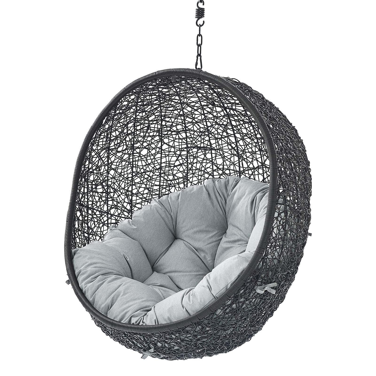 Modern Swing Lounge Chair for Outdoor Patio, Balcony, Cafe & Garden - Black & Gray Hanging Chair for Relaxing, Lounging & Reading