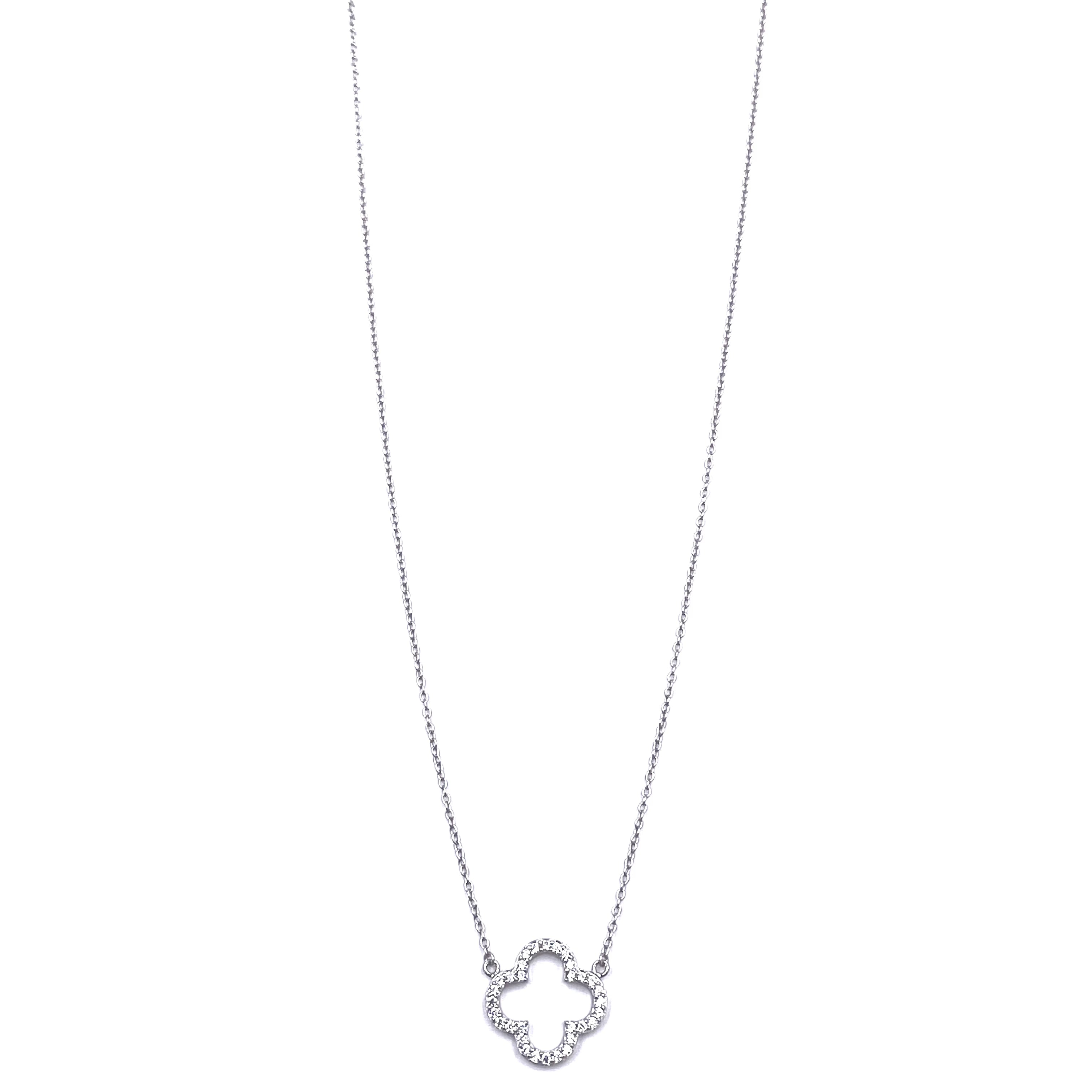 Sterling Silver CZ Open Clover Pendant Necklace for Women - Elegant Irish Clover Jewelry Gift for Birthday, Anniversary & St. Patrick's Day