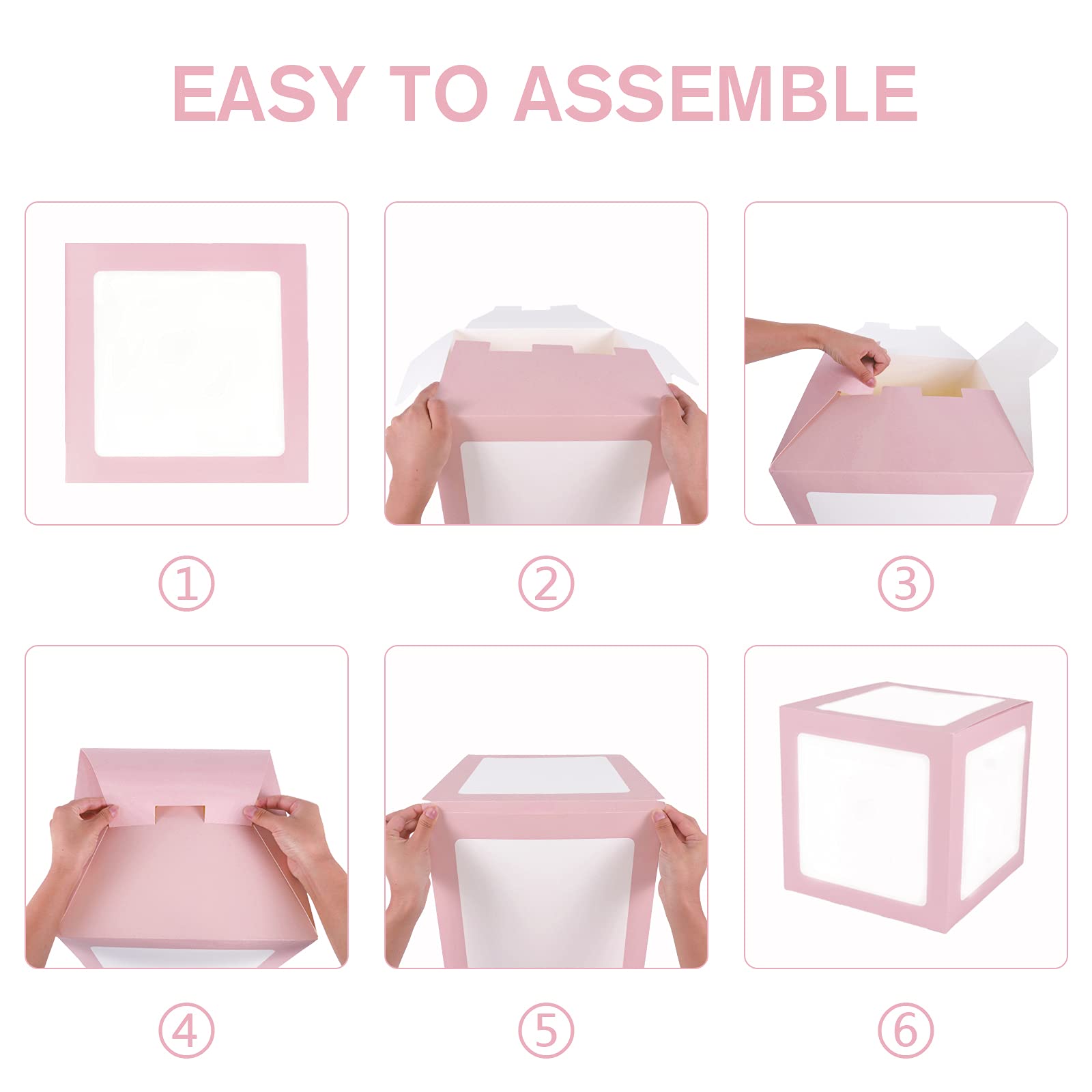 QIFU 1st Birthday Decorations for Girls - 3-Piece Pink ONE Letter Balloon Box Set with Blocks for Birthday Party Decor & Newborn Photo Props | Perfect for Baby's First Birthday, Gender Reveal, and Photography Backdrops