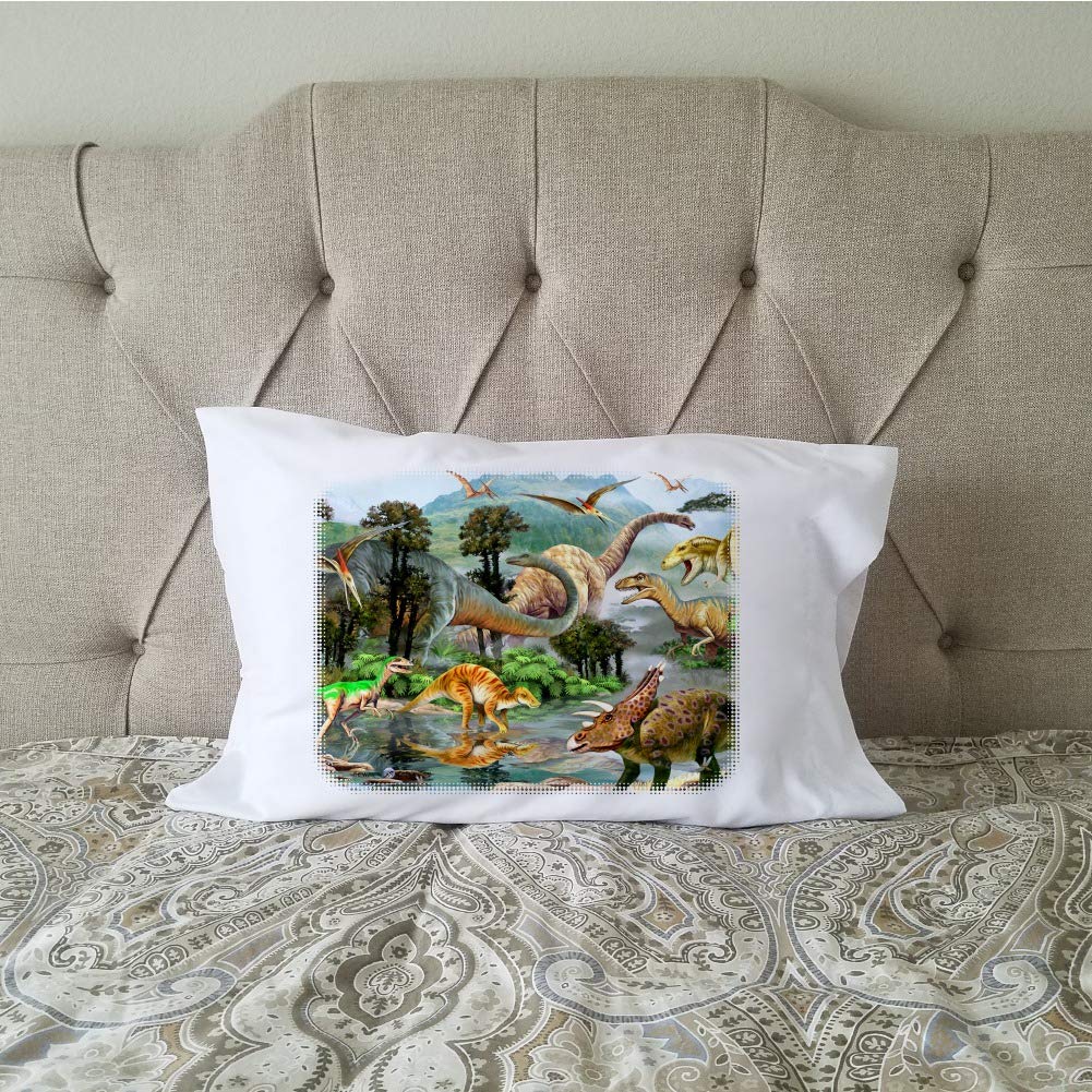 Dinosaur Jurassic Dinoscape Novelty Bedding Pillowcase - Soft & Fun Dino Print Pillow Cover for Kids & Adults - Perfect for Bedroom Decor, Themed Parties & Gifts