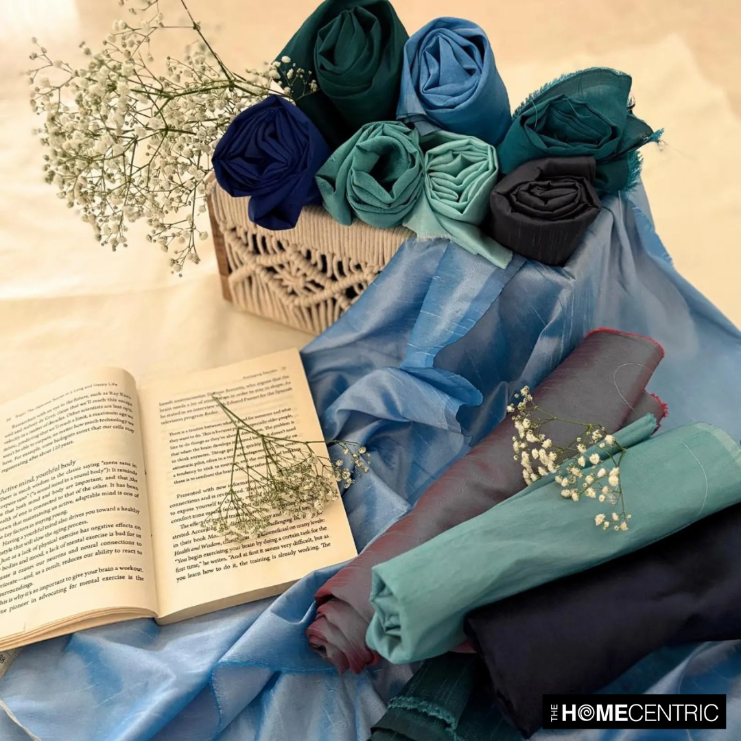Premium Aqua Blue Silk Fabric - Faux Silk Material by the Yard for Drapes, Upholstery & DIY Sewing Projects