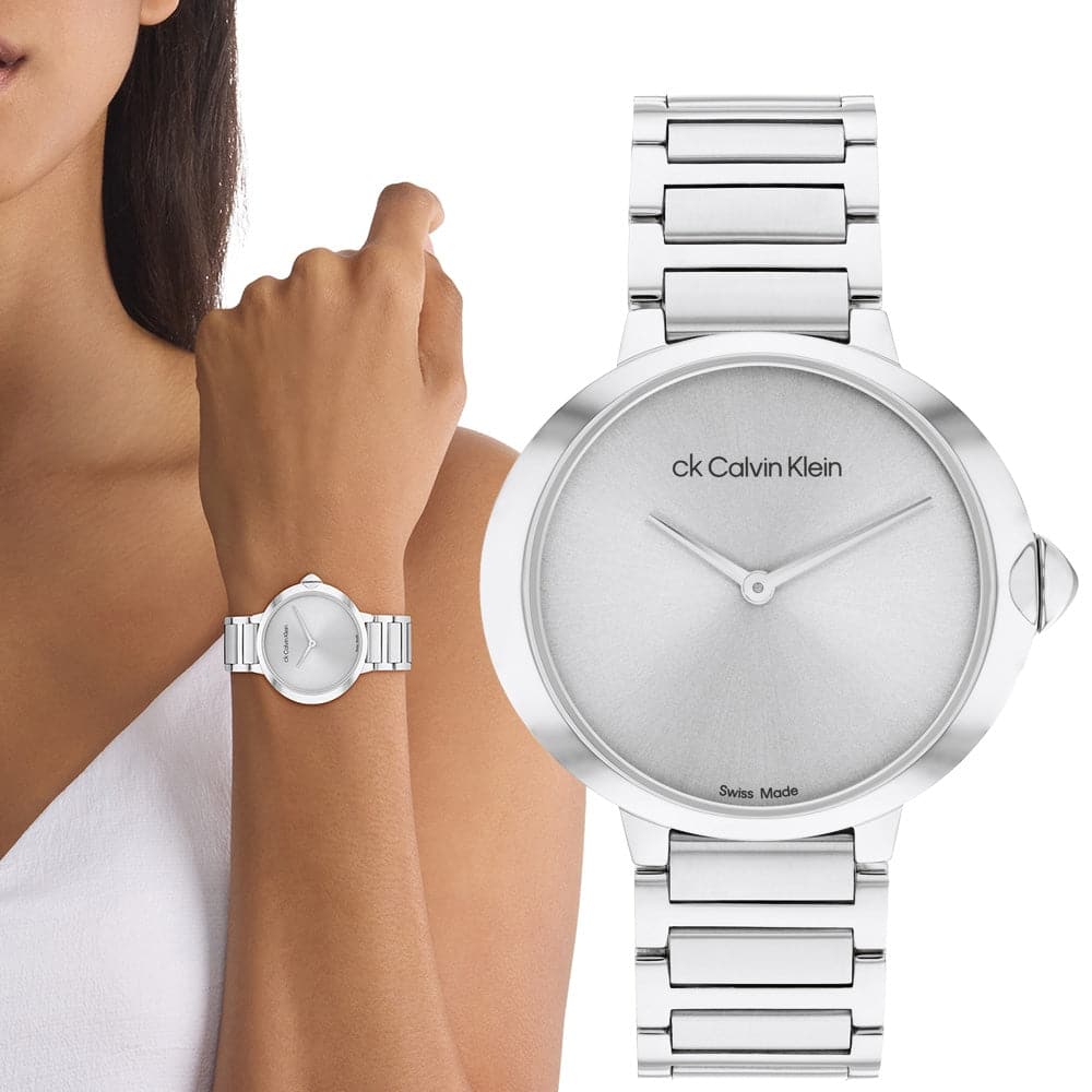 Calvin Klein Women's Silver Dial Stainless Steel Watch 25000046 - Elegant Fashion Accessory for Work & Special Occasions