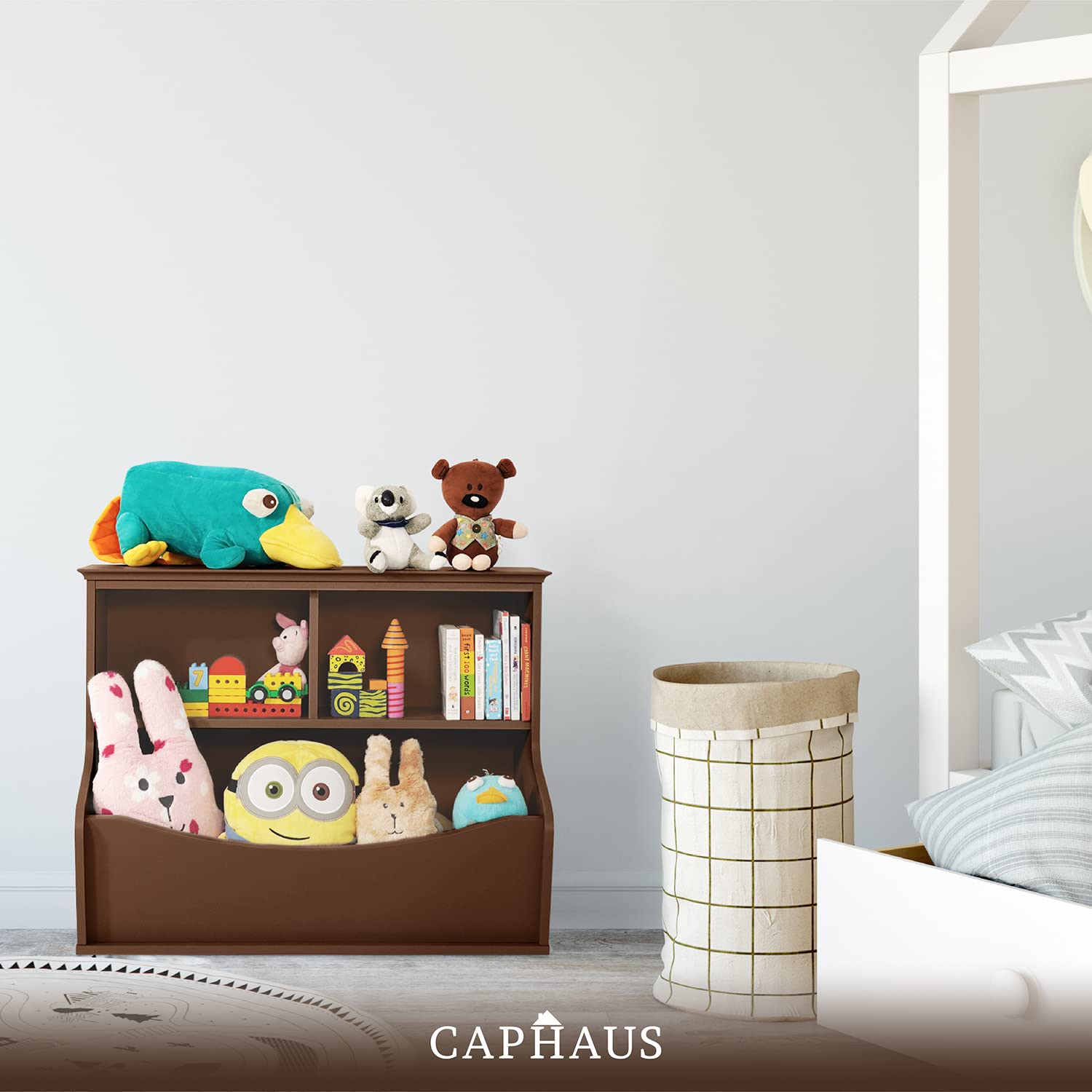 CAPHAUS Kids' Toy Storage Organizer - Multifunctional Open Shelf for Books & Toys, Nursery & Playroom Organizer, Closet Storage Solution - Perfect for Home Organization & Child's Room Decor
