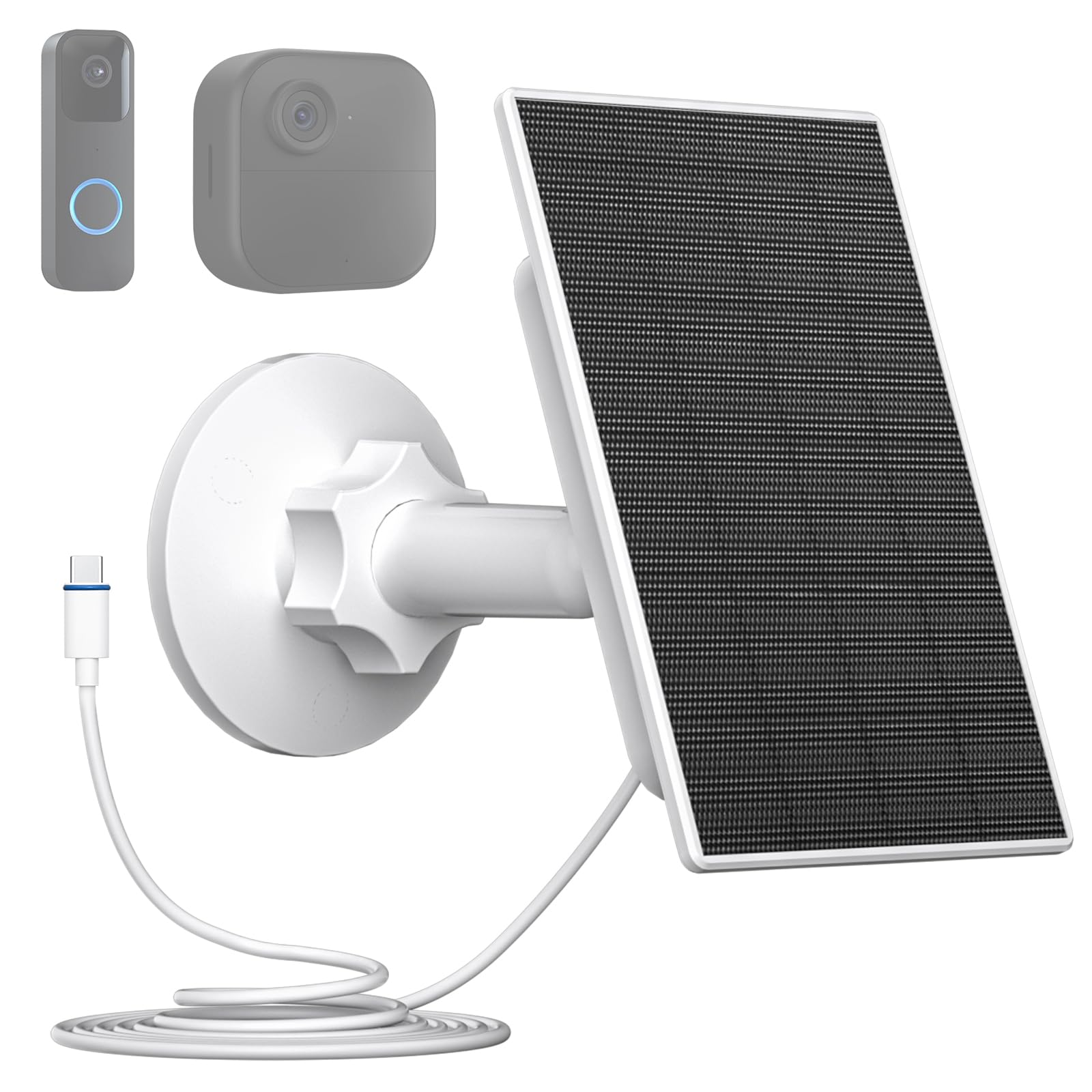 Zivif 2W Solar Panel for Blink Outdoor 4 & Video Doorbell Camera - USB C Solar Charger with 8.86ft Cable & 360° Adjustable Bracket - Weatherproof Outdoor Security Camera Charging Solution for Home Surveillance