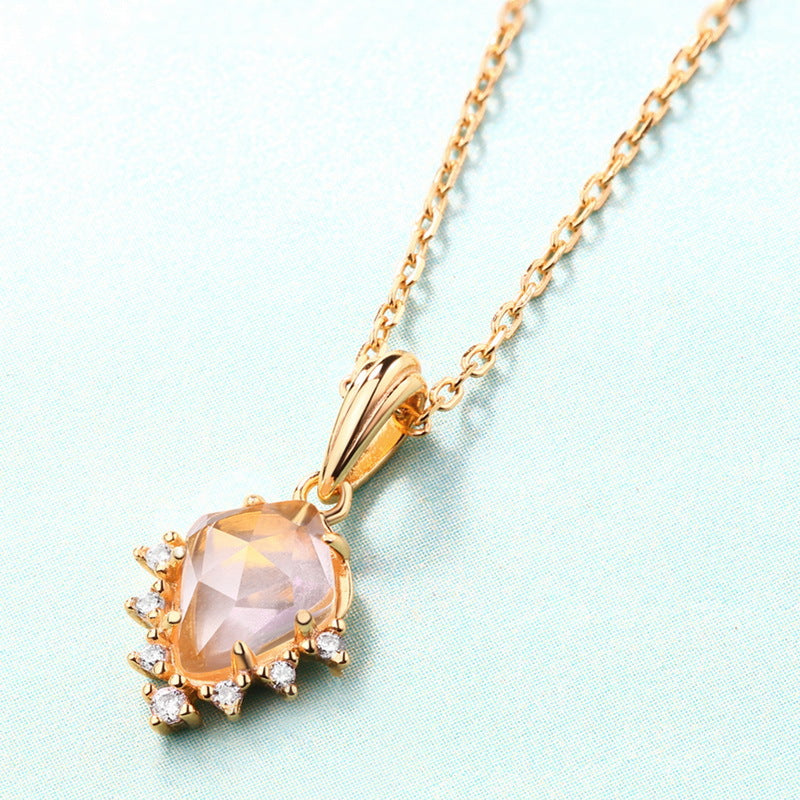 Sterling Silver Plated Natural Crystal Pendant Necklace for Women - Elegant Spiritual Jewelry Gift for Meditation, Yoga & Energy Healing