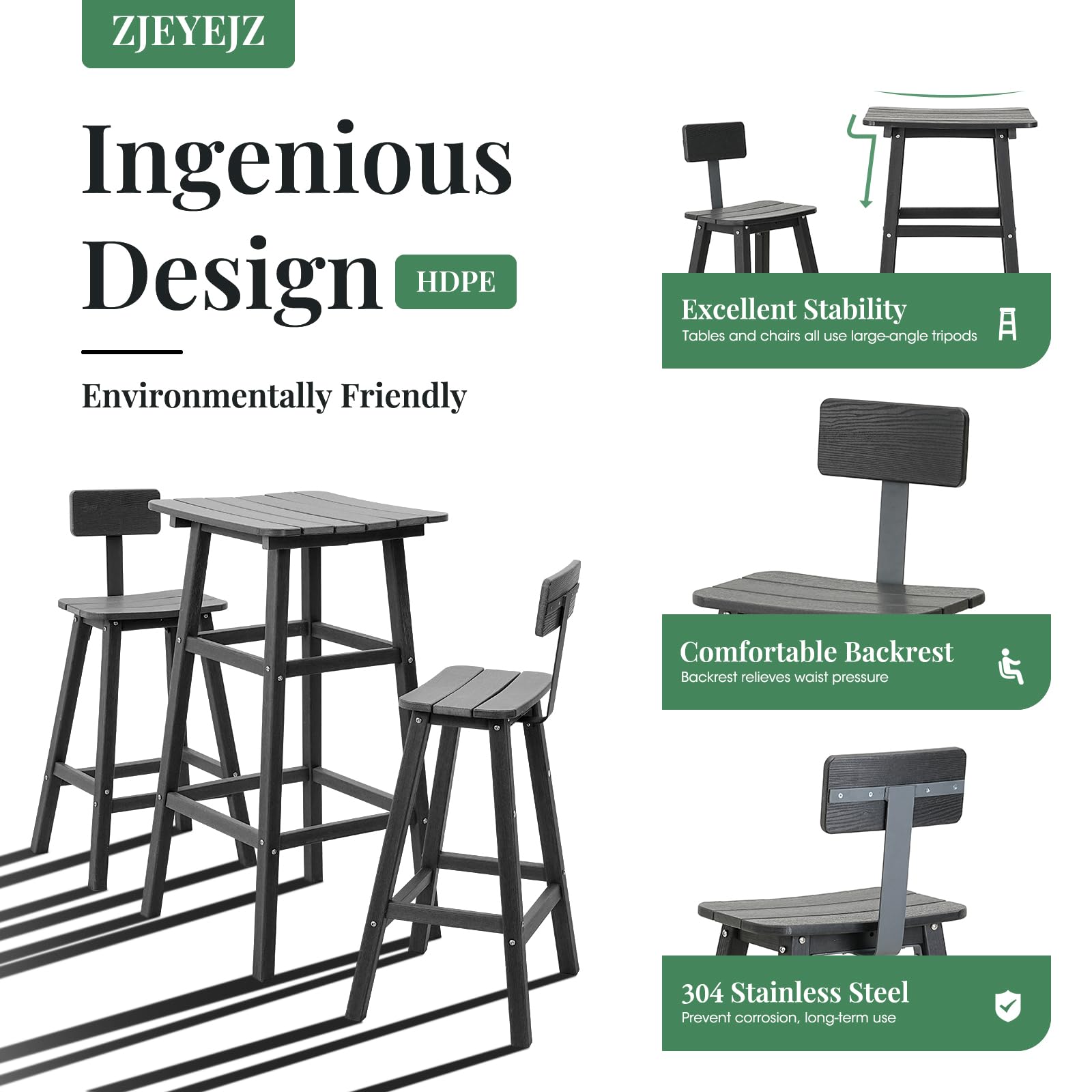 Premium HDPE Outdoor Bar Table - Weather-Resistant Patio Table for Spas, Cafes, Pools, Hotels & Resorts - Perfect for Balconies, Decks and Poolside Lounging
