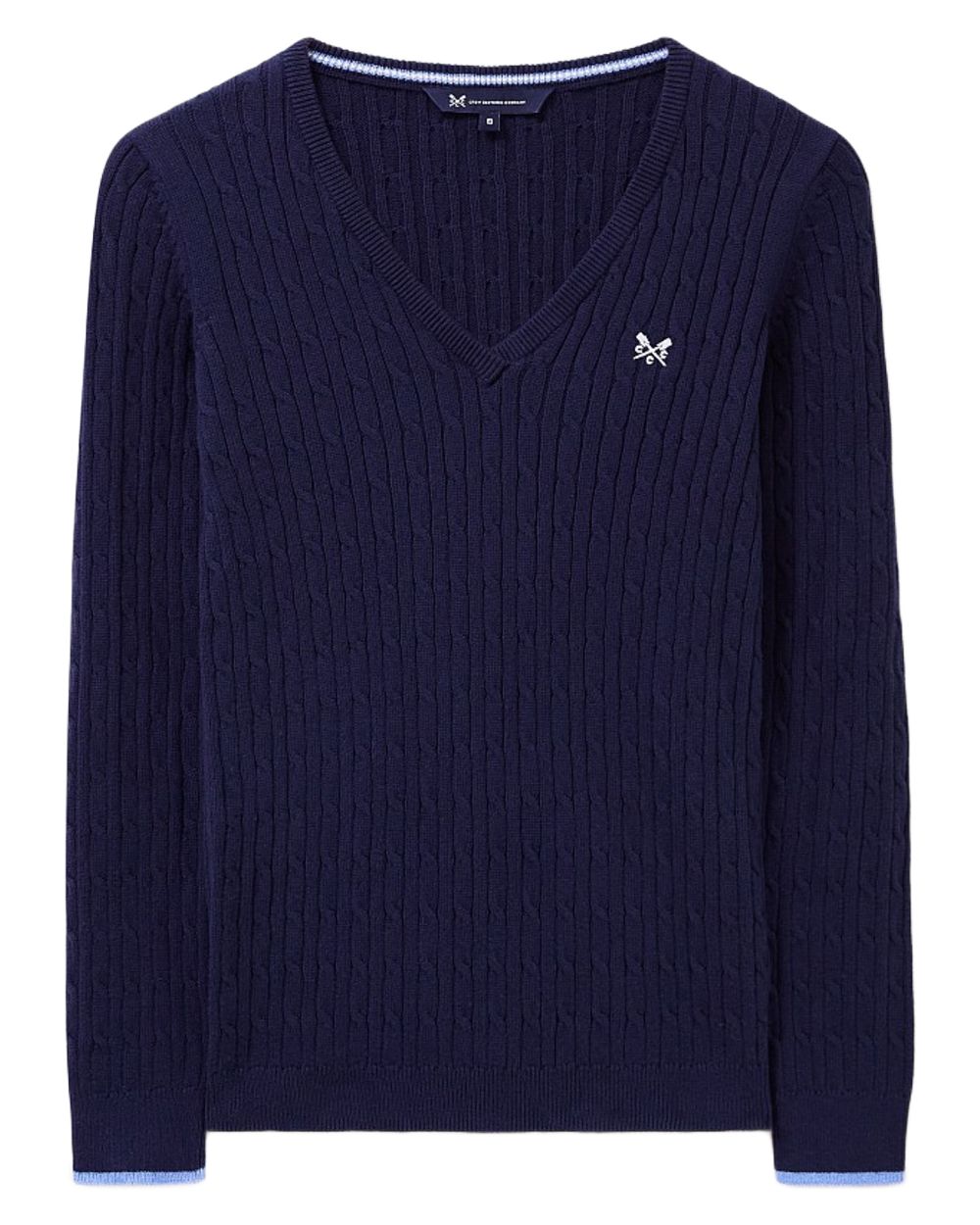 Women's Heritage Cable V-Neck Jumper - Crew Clothing - Soft & Warm Knit Sweater for Casual Wear, Office & Fall Fashion