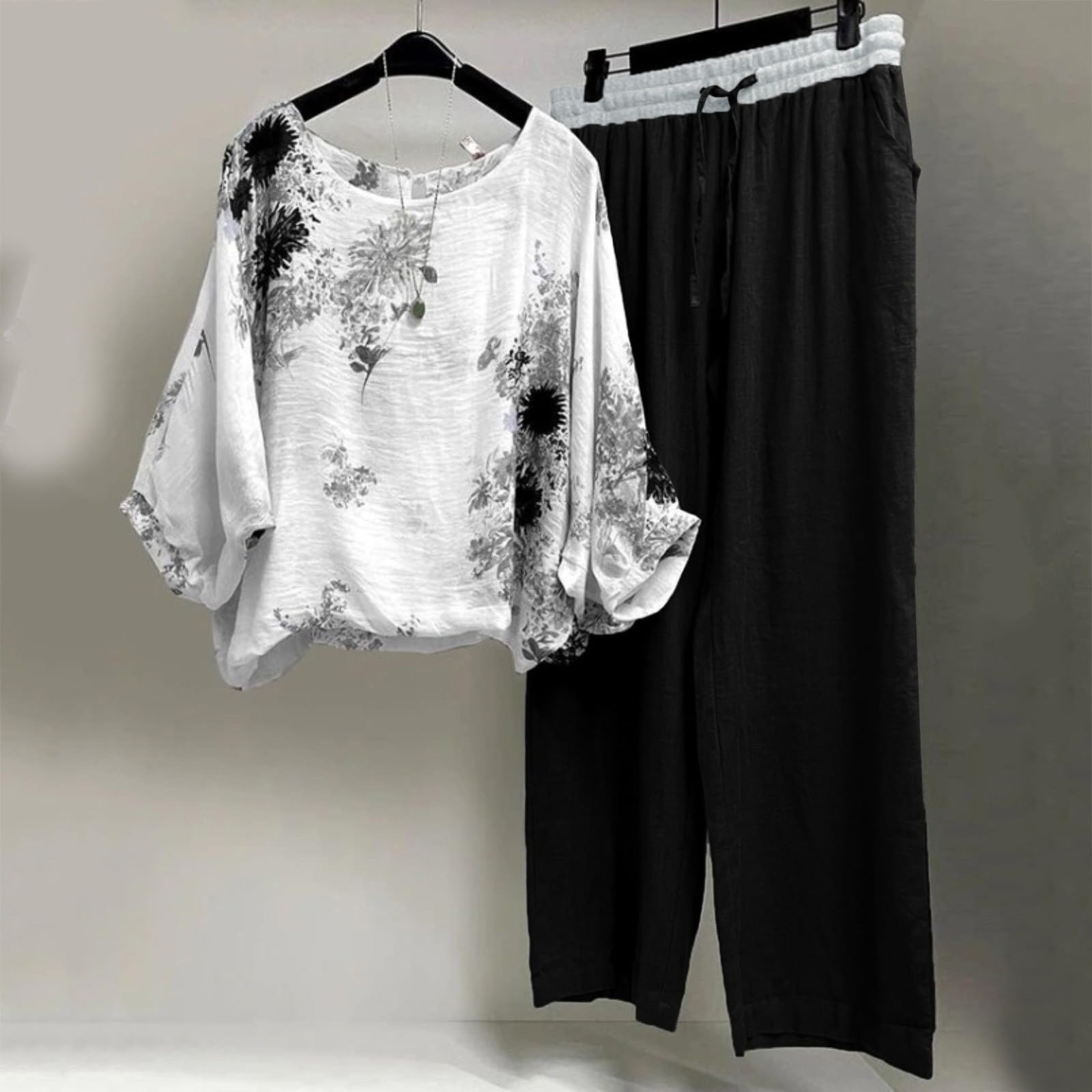 Women's Linen Pant Sets - Casual Summer 2-Piece Outfit with Short Sleeve Top | Breathable & Stylish Lounge Wear for Beach, Vacation & Everyday Comfort