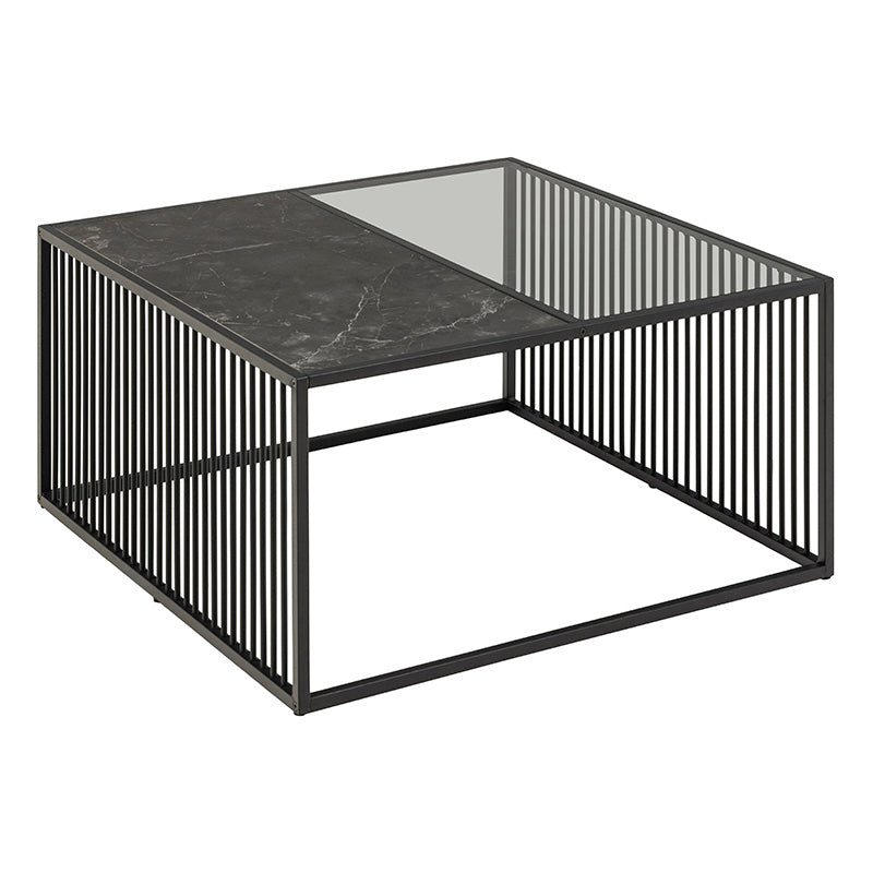 STRINGTON 80cm Square Coffee Table - Black Marble Effect Top for Living Room, Modern Center Table for Home Decor & Small Space Furniture