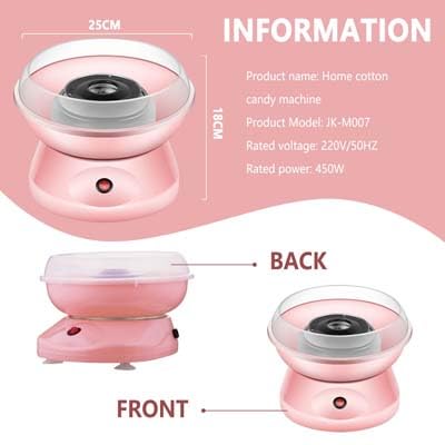 Best Kids Cotton Candy Machine for Home Use - Durable Metal Candy Maker with Spill-Proof Plate - Easy to Use for Birthday Parties & Family Gatherings