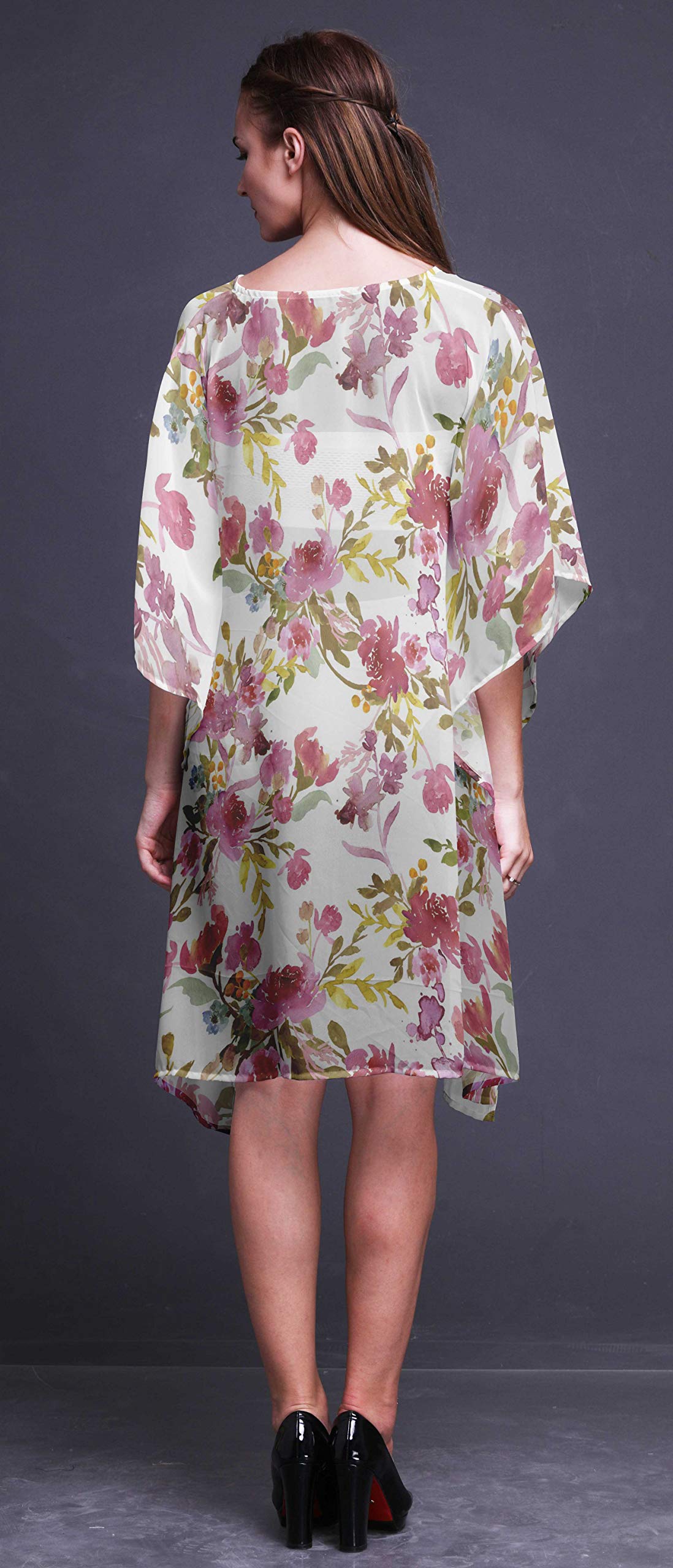 Bimba Women's Short Caftan Midi Dress - Beach Cover Up, Swimwear Wrap, Boho Summer Dress for Pool, Vacation & Resort Wear