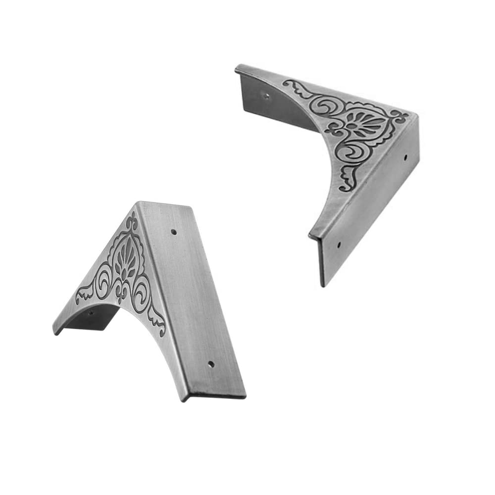 Antique Silver Metal Corner Protectors - 4 Pack Edge Guards for Jewelry Box, Cabinet & Furniture - Decorative Safety Protectors for Home & Office Use