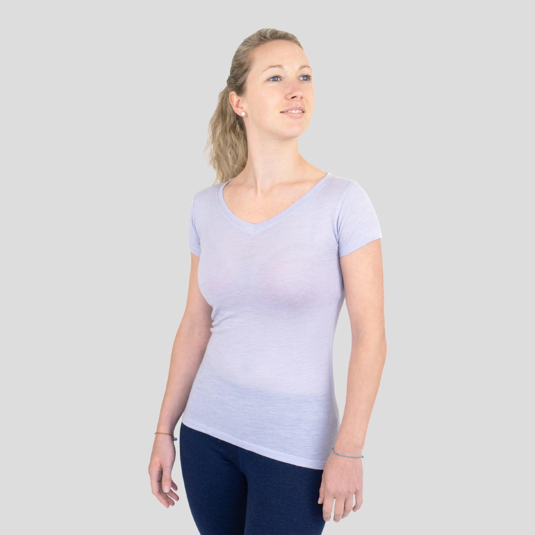 Ultralight 160 Women's Alpaca Wool V-Neck T-Shirt - Soft & Breathable for Travel, Hiking & Everyday Wear