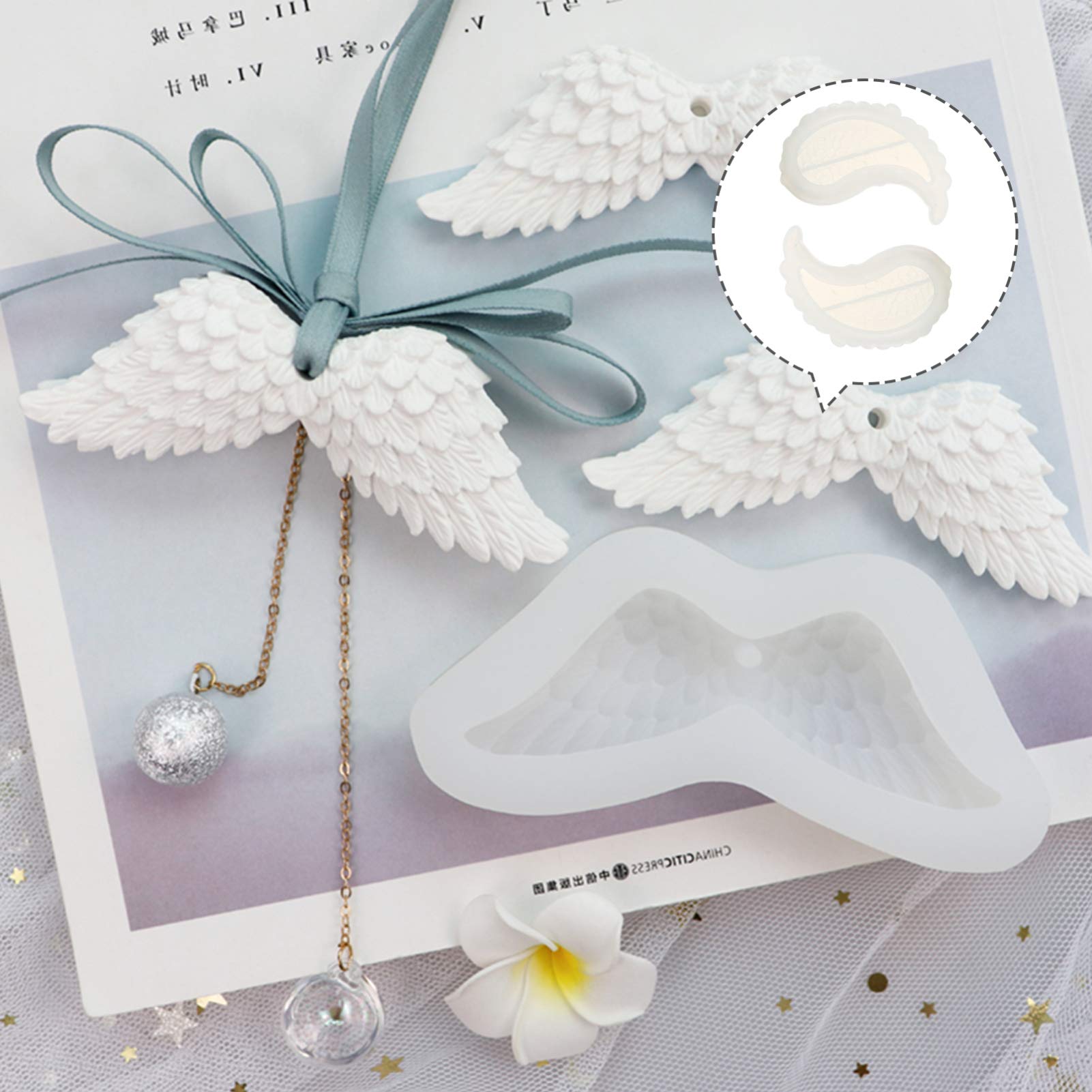 EXCEART 1 Pair Wing Silicone Mold for DIY Jewelry, Epoxy Resin, Chocolate & Cake Decorating - Perfect for Handmade Crafts, Wedding Cake Toppers, and Unique Gift Making