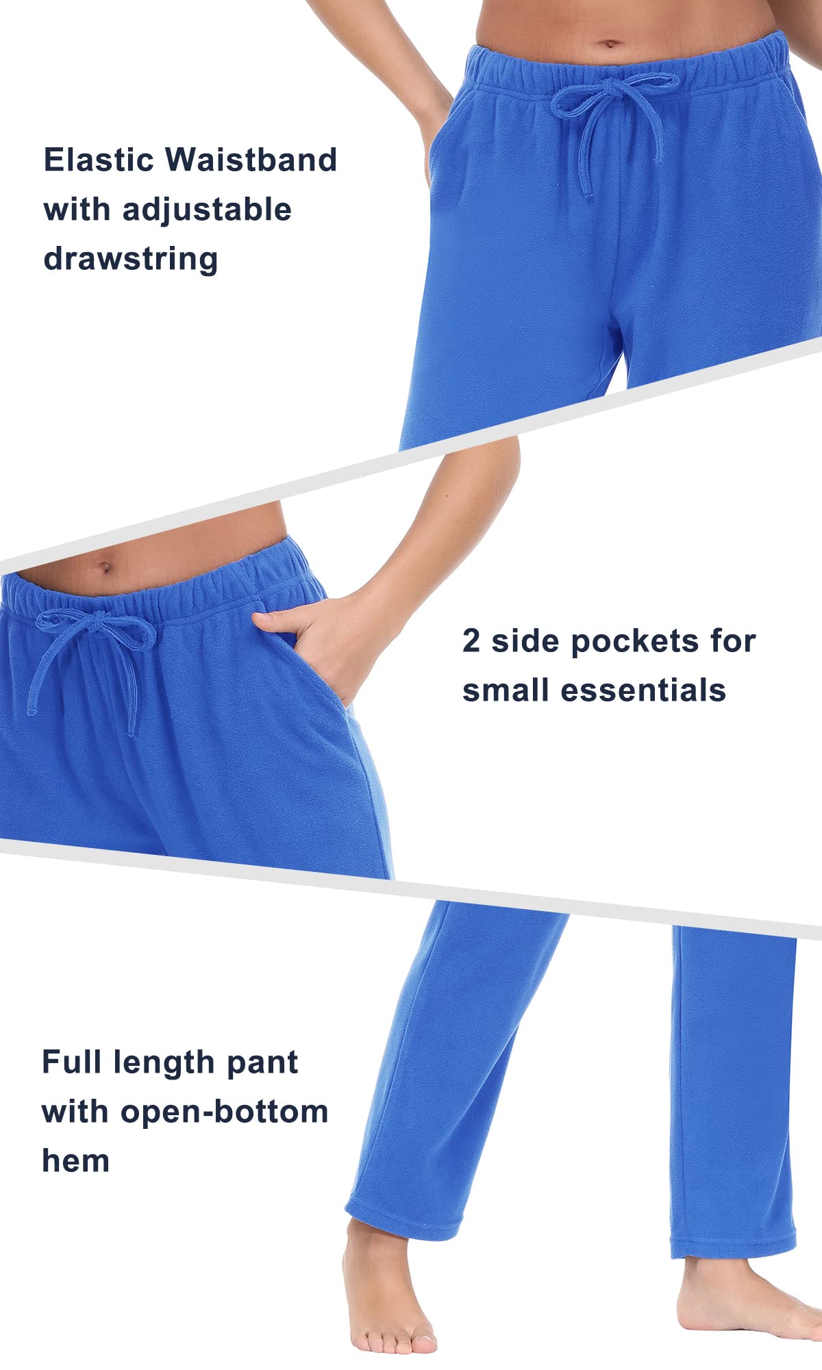 COZZIPLUS Women's Fleece Lounge Pants - Lightweight Polar Fleece Sweatpants with Pockets, Straight Leg Comfort Pajama Pants for Women | Perfect for Home, Yoga, Travel & Casual Wear