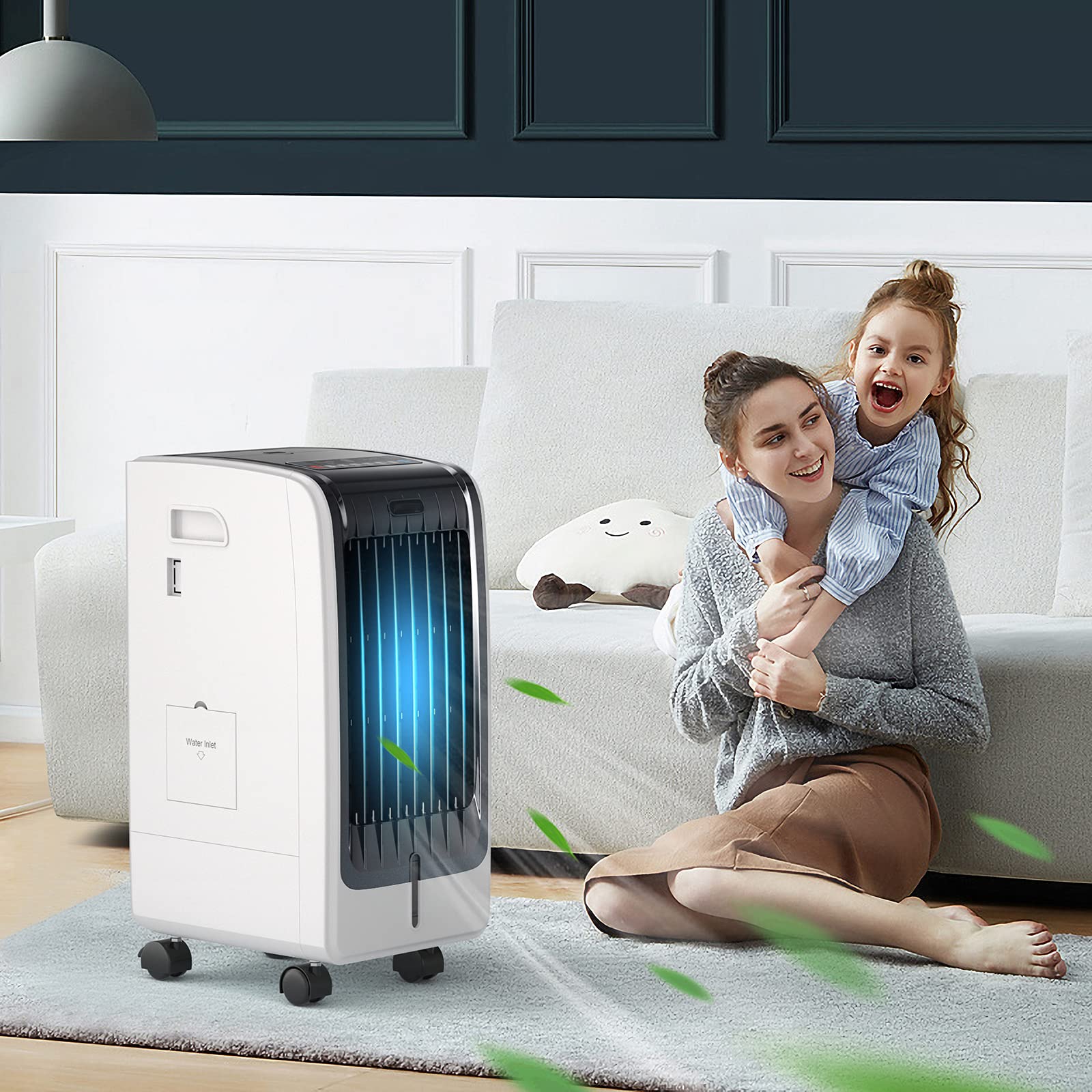 GOFLAME Evaporative Air Cooler & Humidifier - 3 Modes, 3 Speeds, 6L Water Tank, Quiet Bladeless Fan with Remote & 8H Timer - Perfect for Bedroom, Living Room, Office & Outdoor Spaces