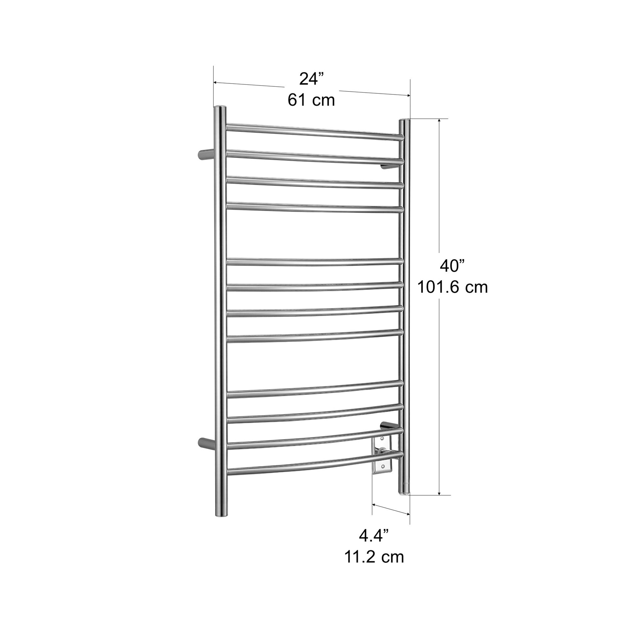 Lustra Dual 12 Curved Bar Towel Warmer - Hardwired & Plug-in Polished Stainless Steel - Perfect for Bathrooms, Spas & Luxury Homes