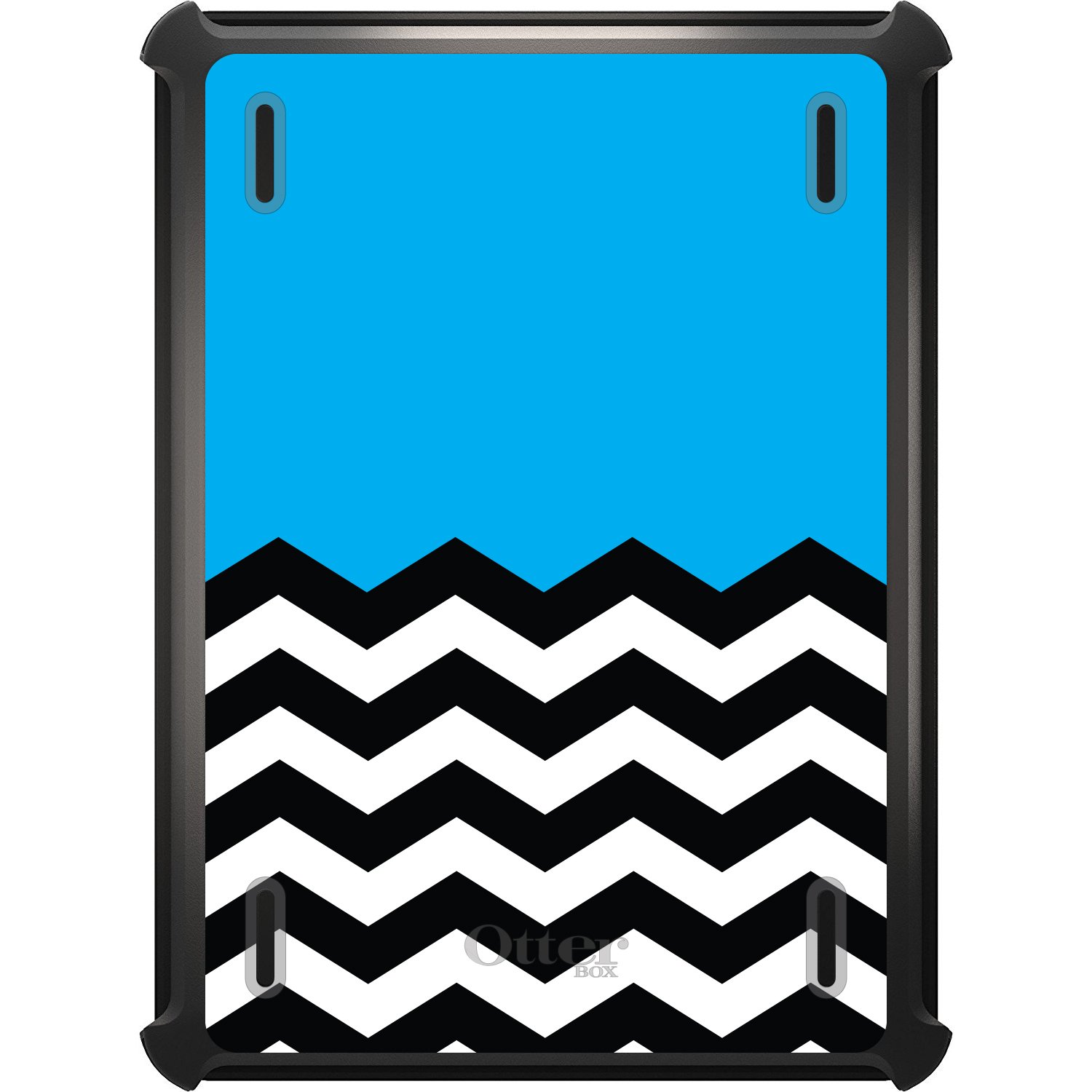 DistinctInk Protective Case for iPad Mini 5 (5th Generation 2019) - Shockproof Cover with Stand | Black & White Chevron Pattern | Replacement for OtterBox Defender | Perfect for Work, Travel and Everyday Use