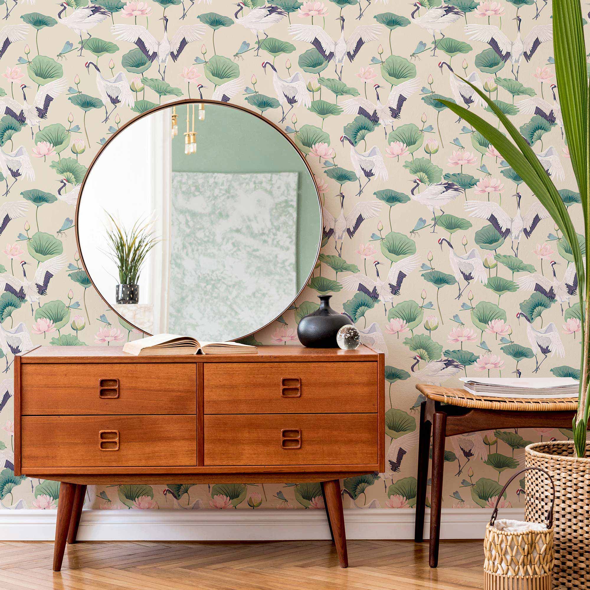 Green Botanical Peel and Stick Removable Wallpaper - Self-Adhesive Wall Decor for Bedroom, Living Room, Nursery & Office - Easy to Apply & Remove