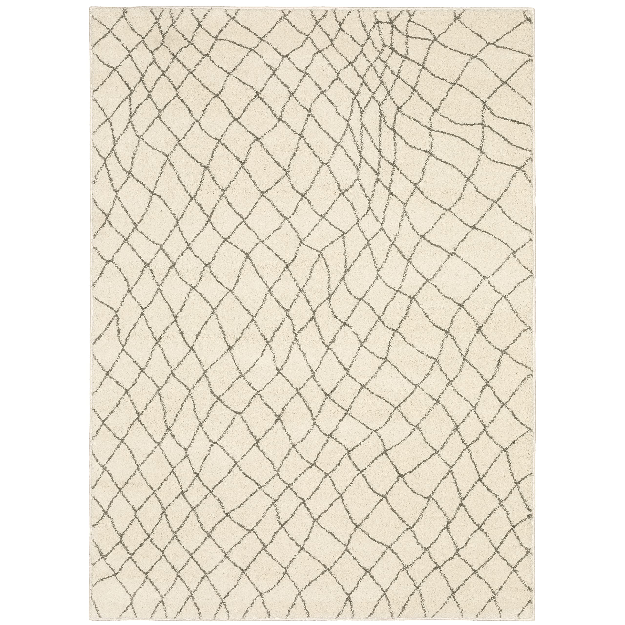 Pasargad Home Carson Collection Ivory Grey Geometric Pattern Area Rug 7'10