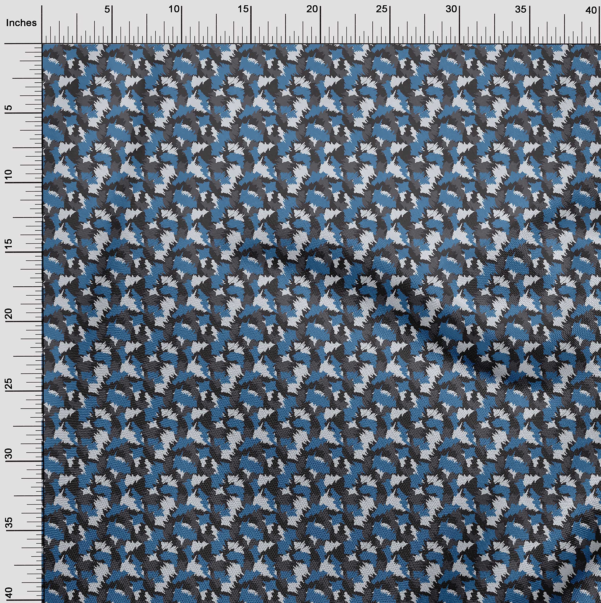 oneOone Polyester Lycra Medium Blue Camouflage Print Fabric - 56 Inch Wide DIY Clothing & Quilting Material for Costumes, Home Decor, and Craft Projects