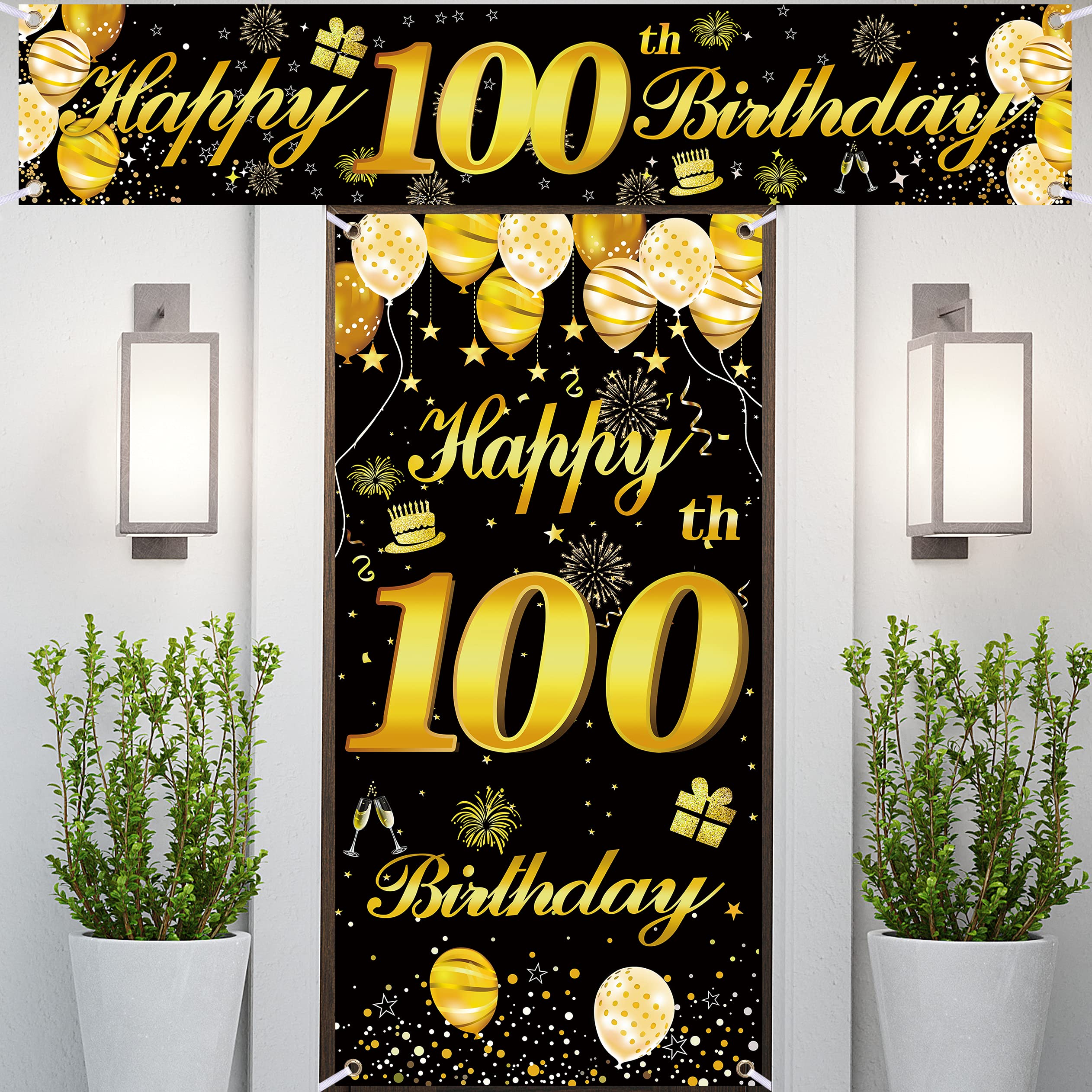 100th Happy Birthday Banner - Large Birthday Party Decorations for Men - Premium Door & Wall Decor - Perfect for Milestone Celebrations, Anniversaries & Special Events