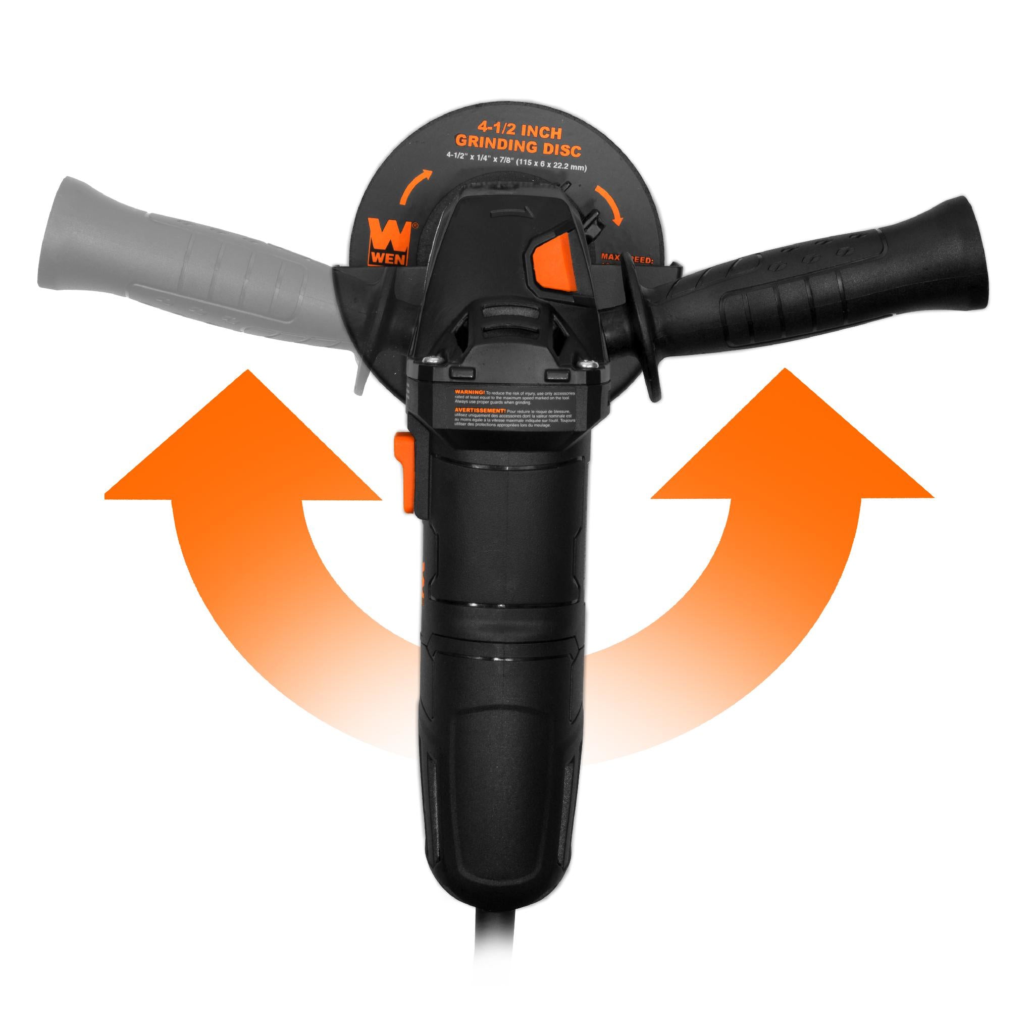 WEN 94475 7.5 Amp 4-1/2 Inch Angle Grinder with Reversible Handle | Includes 3 Grinding Discs & Carrying Case | Perfect for Metal Cutting, Grinding & Polishing in Construction & DIY Projects
