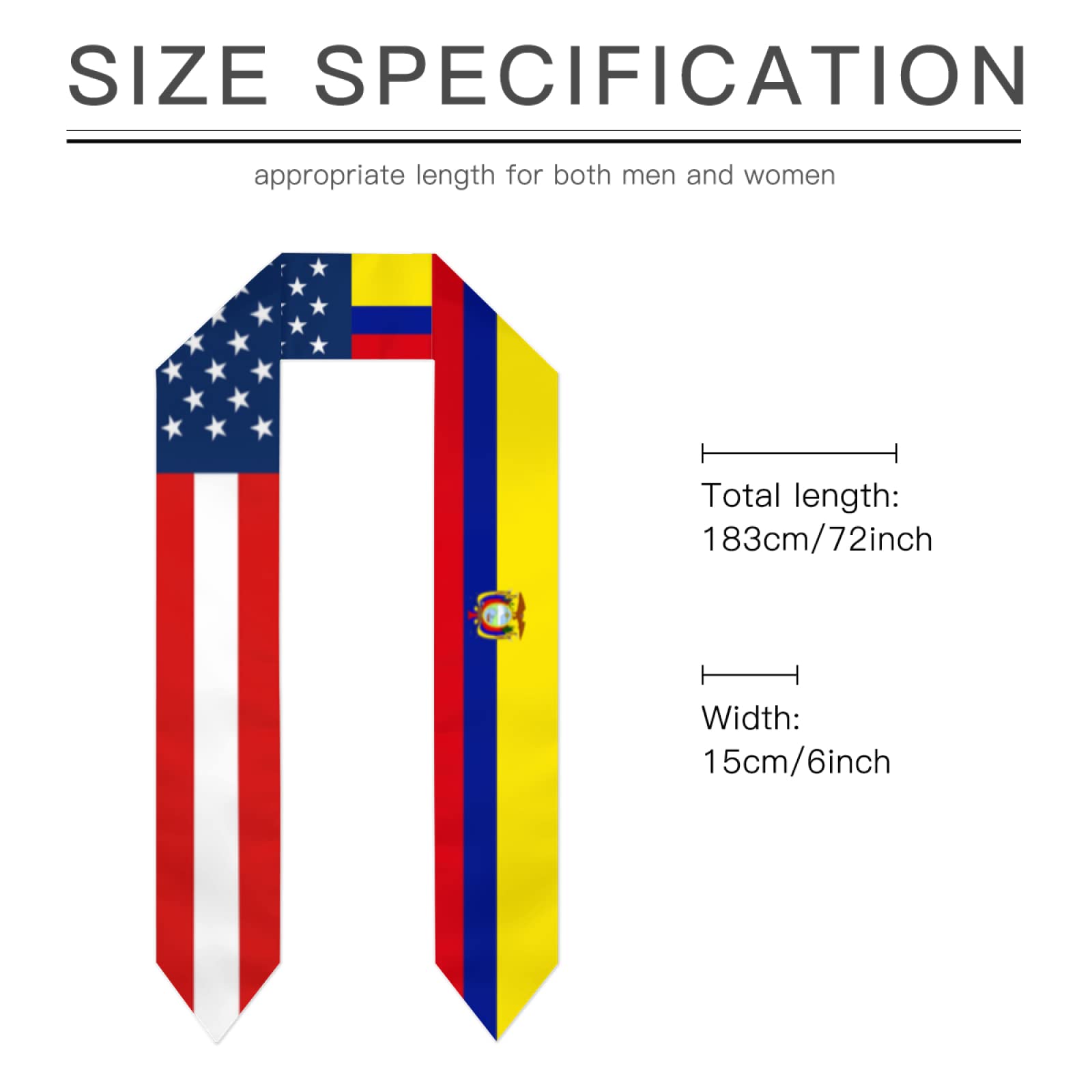 Graduation Stoles for Study Abroad International Students - 72 Inch Long Sash & Shawl - Perfect for Graduation Ceremonies, Academic Events & Cultural Celebrations