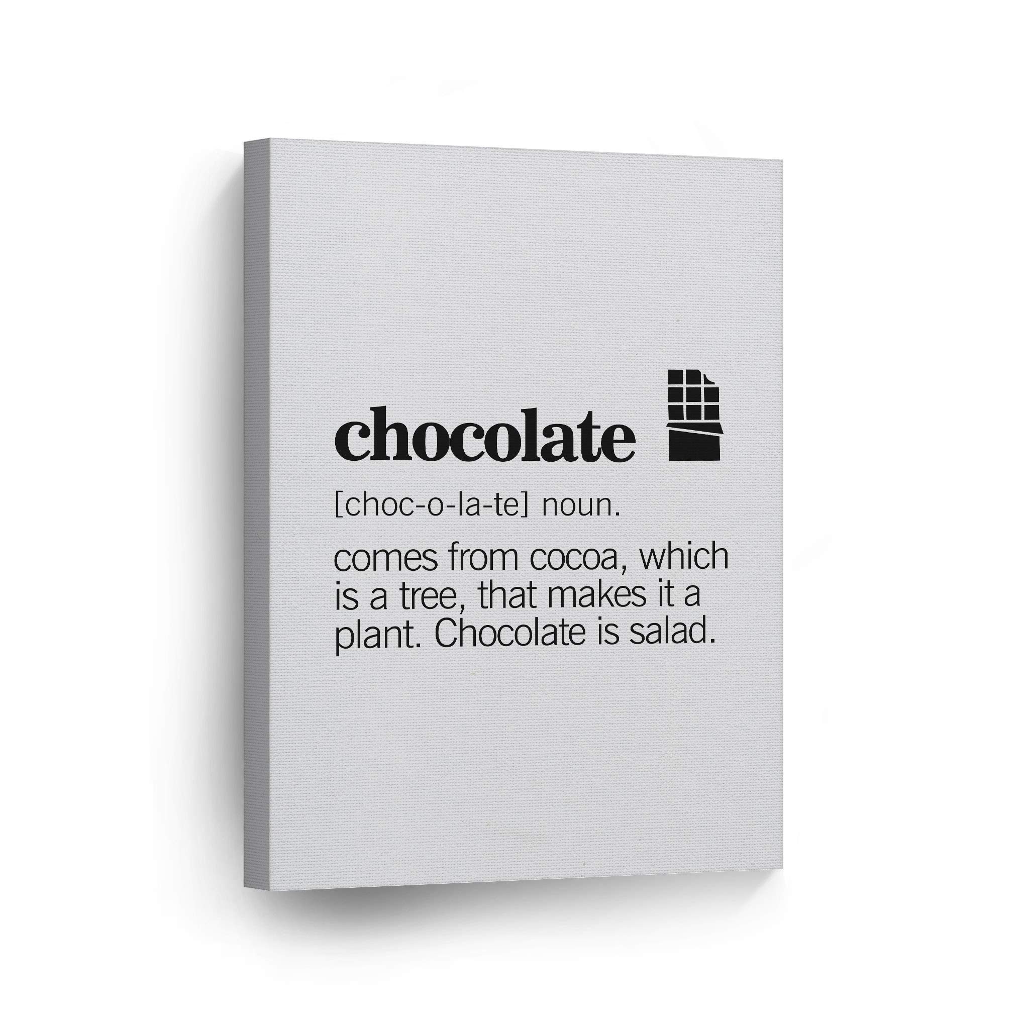 Funny Chocolate Definition Canvas Wall Art Print - 40x30 Inch Kitchen & Dining Room Decor for Cafe, Restaurant, Farmhouse - Perfect Housewarming Gift (Ready to Hang) | Great for Home, Office & Coffee Shop Decor