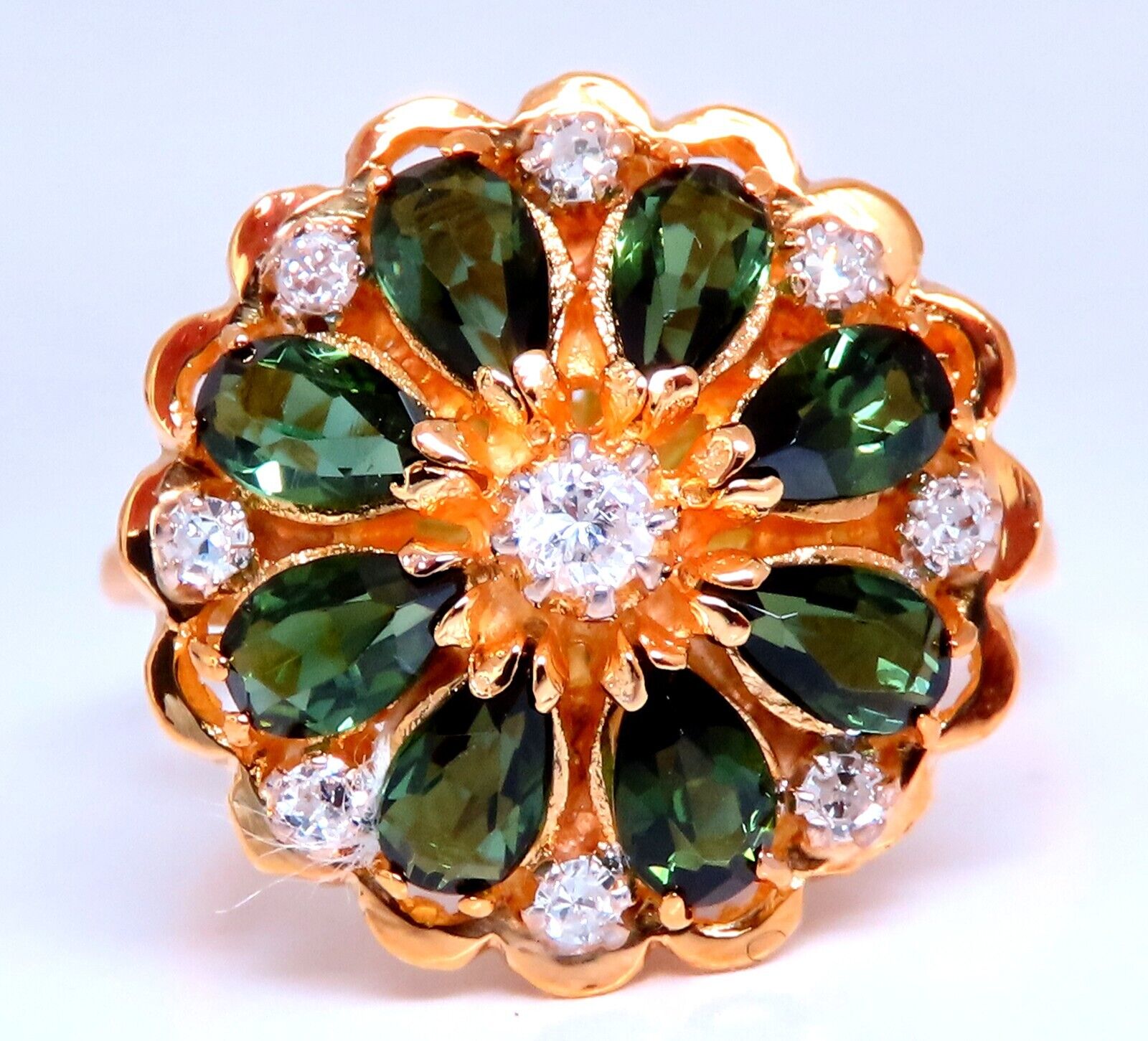 1.60ct Natural Tourmaline Cluster Ring in 14K Gold - Elegant Jewelry for Women, Perfect for Weddings, Anniversaries & Special Occasions