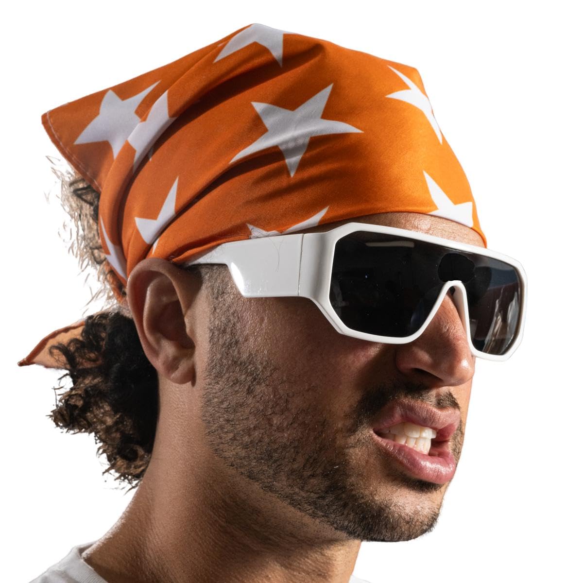 Macho Man Star Printed Costume Bandana and Sunglasses Set for Cosplay, Halloween & 70s Theme Parties