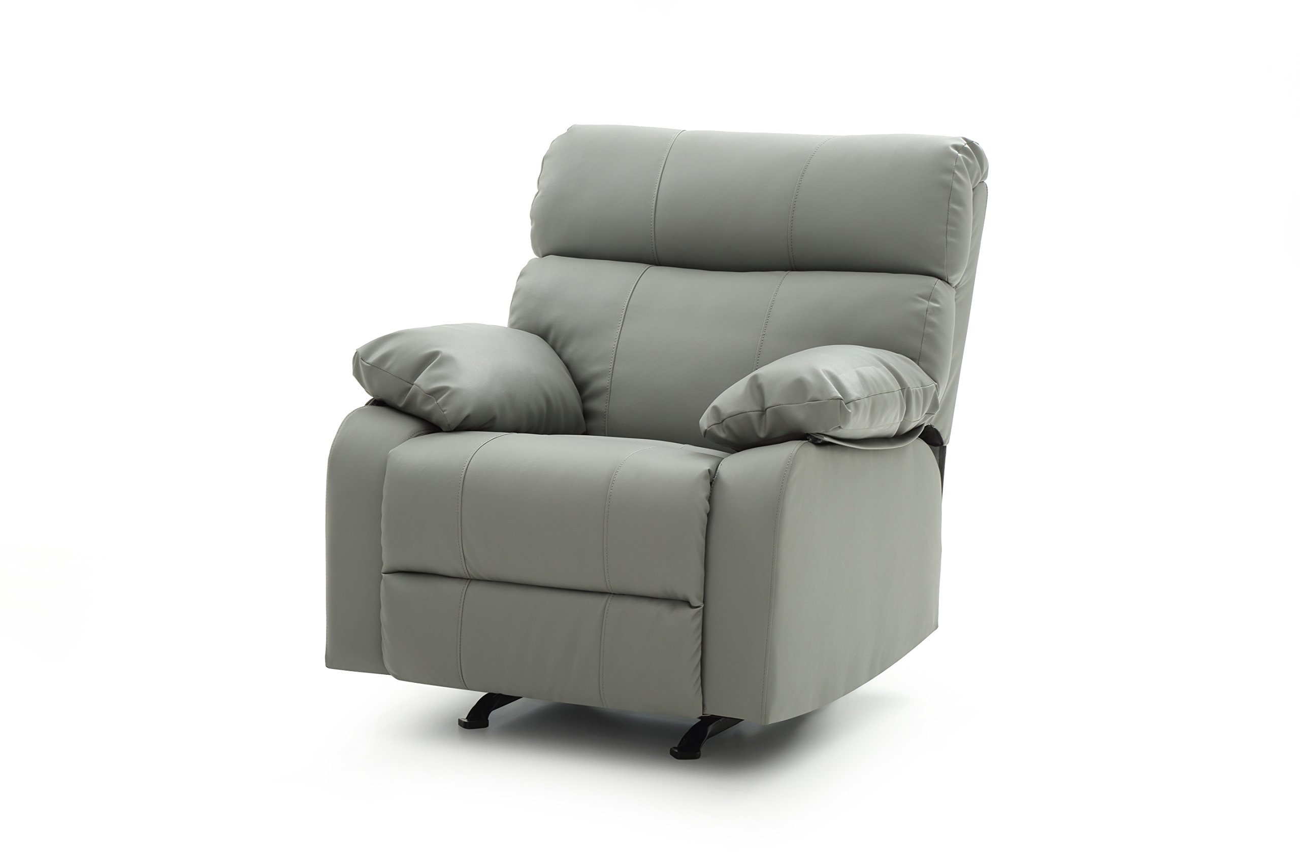 Glory Furniture Gray Faux Leather Rocker Recliner Chair - Comfortable Living Room Seating for Relaxing & Watching TV