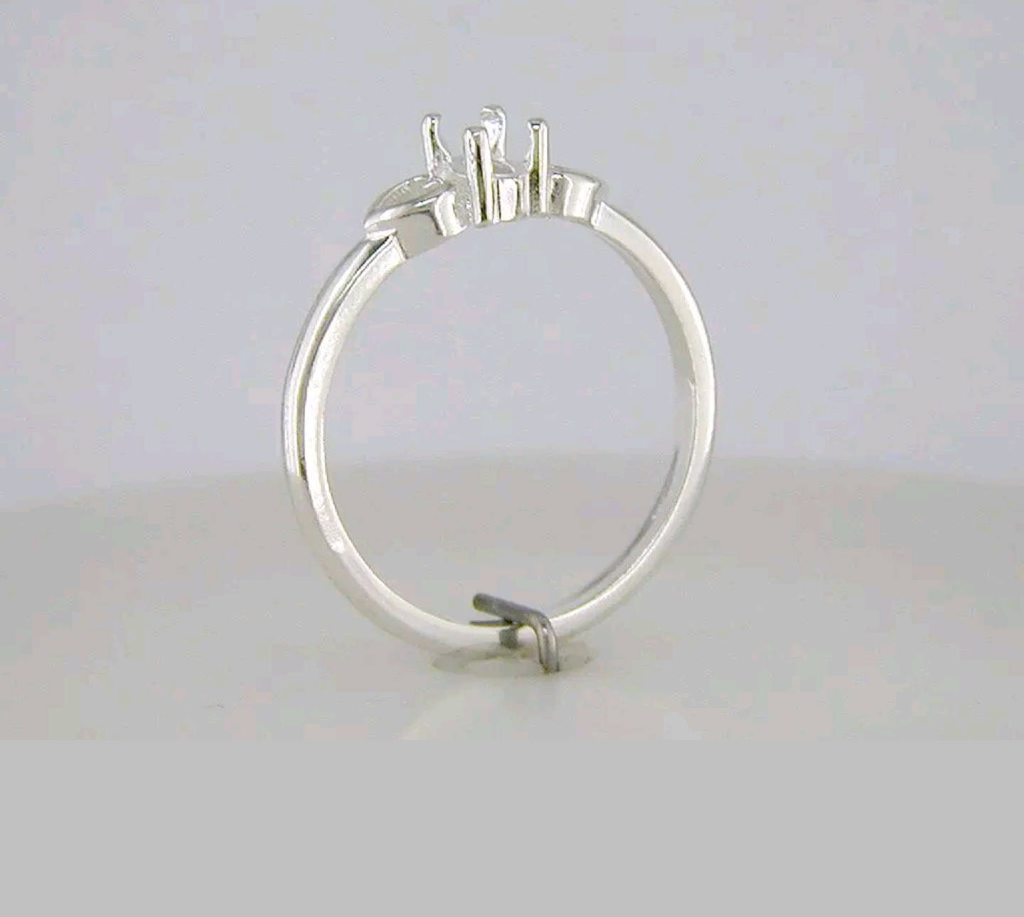 Solid Sterling Silver or 14kt Gold Marquise Heart Blank Ring - 6x3mm & 10x5mm Sizes - Pre-Notched Size 7 Shank Setting (Item# 163509/143509) - Perfect for Jewelry Making, Engagement Rings & DIY Craft Projects