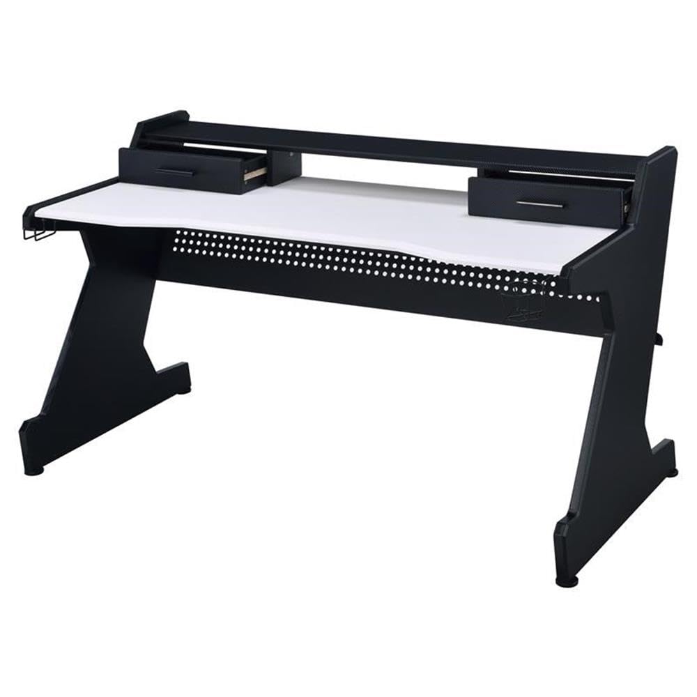 Acme Bigga Wooden 2-Drawer Gaming Table with Sturdy Metal Frame - Black & White Finish | Perfect for Board Games, Poker Nights & Home Office Use
