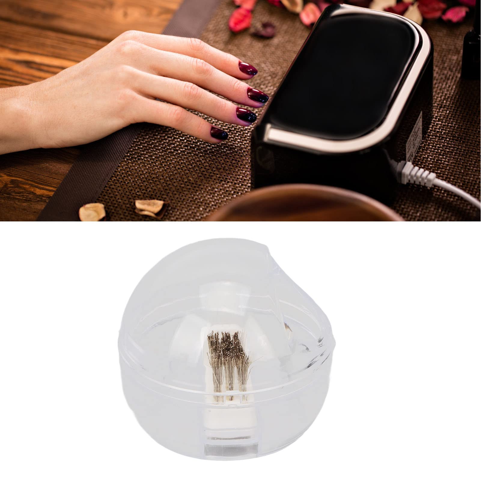 EXCLUZO Nail Tips Cleaning Box - Transparent Brush Organizer for Home & Salon Use