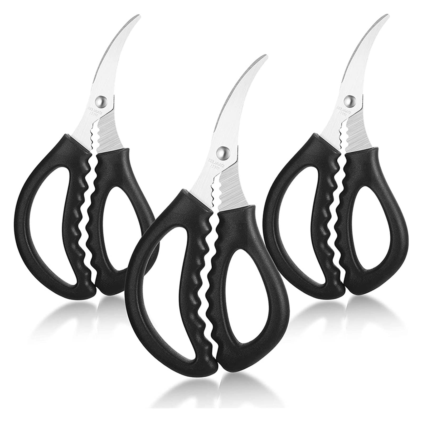 Premium Stainless Steel Seafood Scissors - Heavy Duty Kitchen Shears for Crab, Lobster, Shrimp & Fish - Multi-Purpose Shell Cracking & Poultry Cutting Tool (Black) - Perfect for Seafood Boils, Crab Feasts & Home Cooking