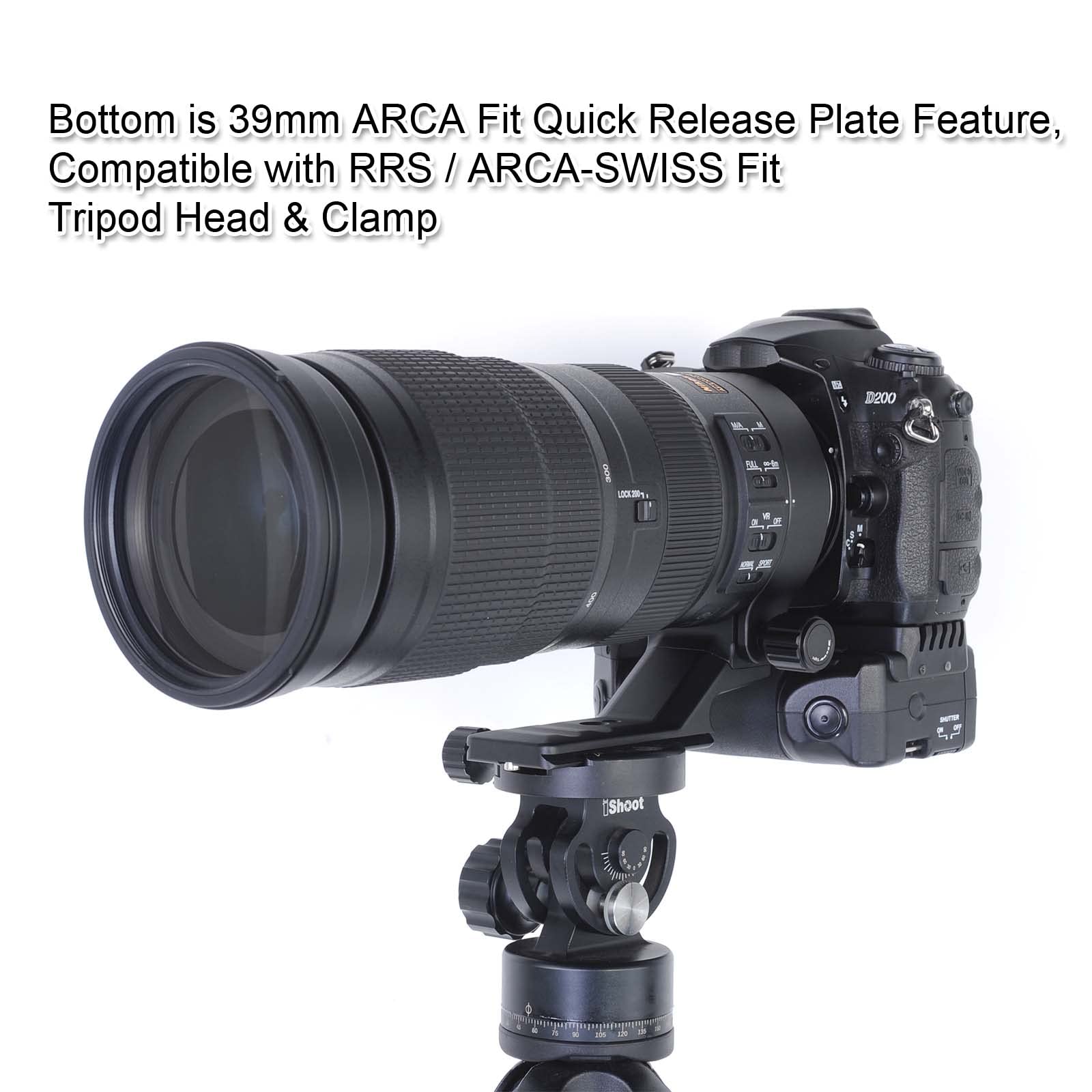 Nikon AF-S 200-500mm f/5.6E ED VR Lens Tripod Mount Ring with Arca-Swiss Quick Release Plate - Durable Lens Collar Support Bracket for Wildlife & Sports Photography
