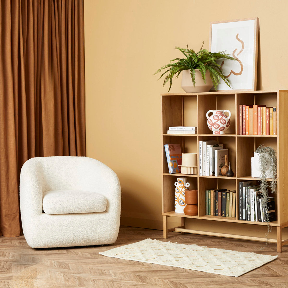 Jasper Boucle Swivel Armchair - Modern Velvet Upholstered Accent Chair with 360° Rotation for Living Room, Bedroom, or Office - Perfect for Relaxing, Reading, and Home Decor