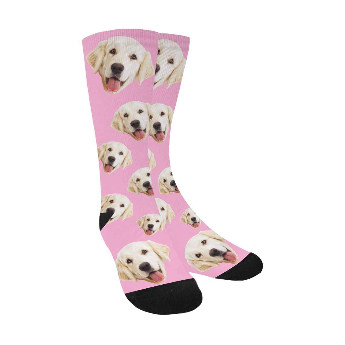 Custom Photo Dog Face Socks - Personalized Unisex Crew Socks with Changeable Pup Designs (Blue) - Perfect for Pet Lovers, Gifts & Fun Outfits