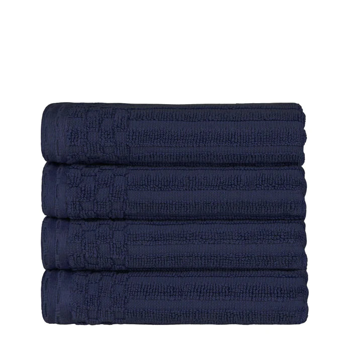 Premium Cotton Ribbed Textured Hand Towels - Ultra Absorbent 4-Piece Bath Towel Set for Kitchen, Bathroom & Gym - Soft Quick-Drying Guest Towels
