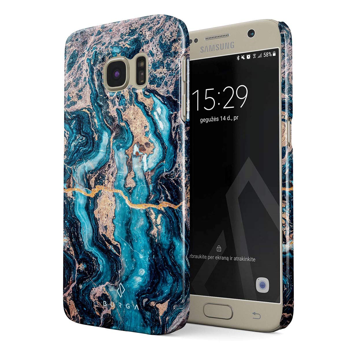 BURGA Crystal Blue Teal Marble Phone Case for Samsung Galaxy S6 - Slim Hard Plastic Protective Cover | Durable & Stylish Case for Women | Perfect for Everyday Use, Work & Travel