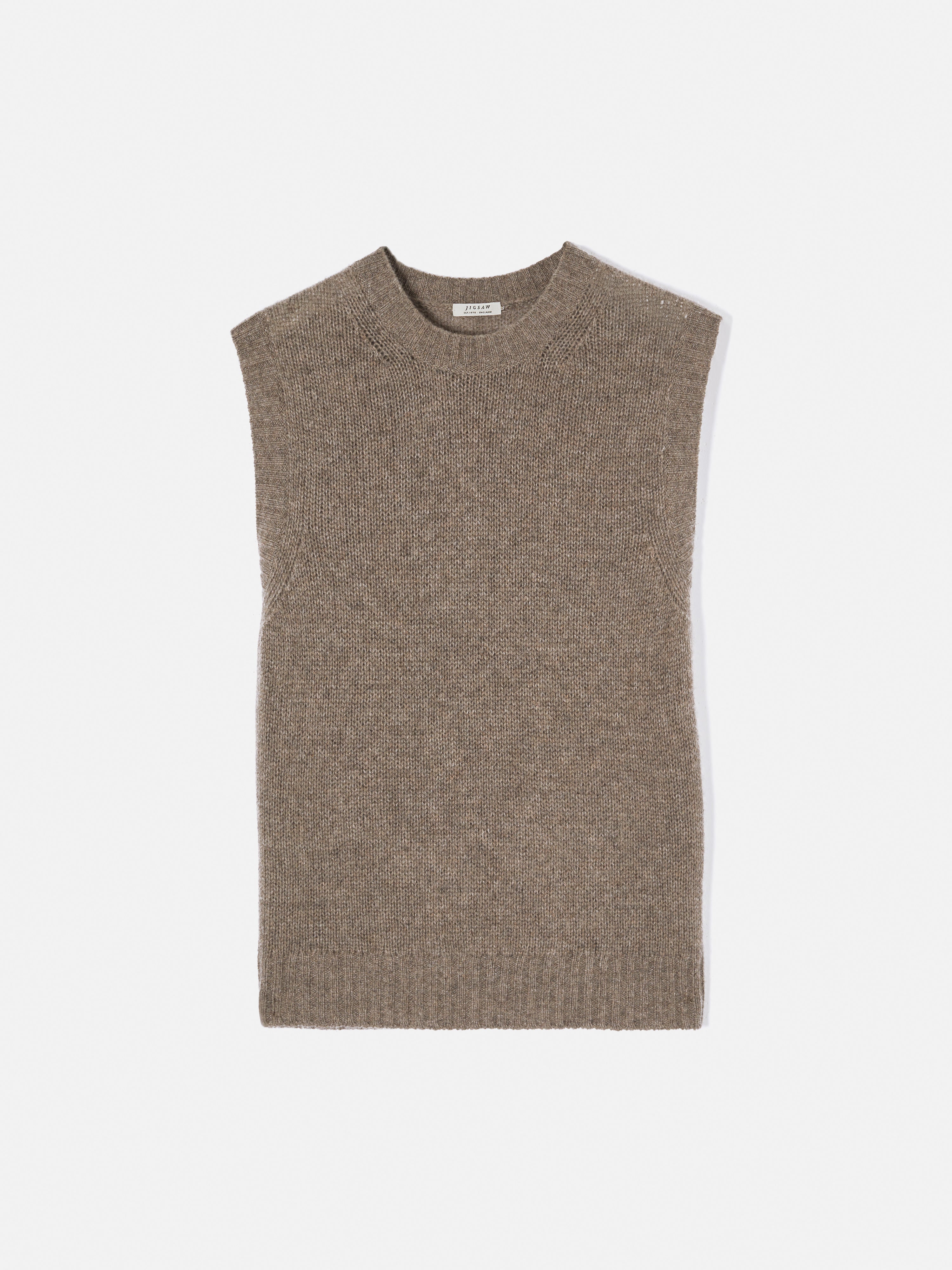 Luxury Cashmere Crew Neck Tank Top for Women - Soft & Warm Brown Knitwear | Perfect for Layering, Office Wear & Casual Outfits