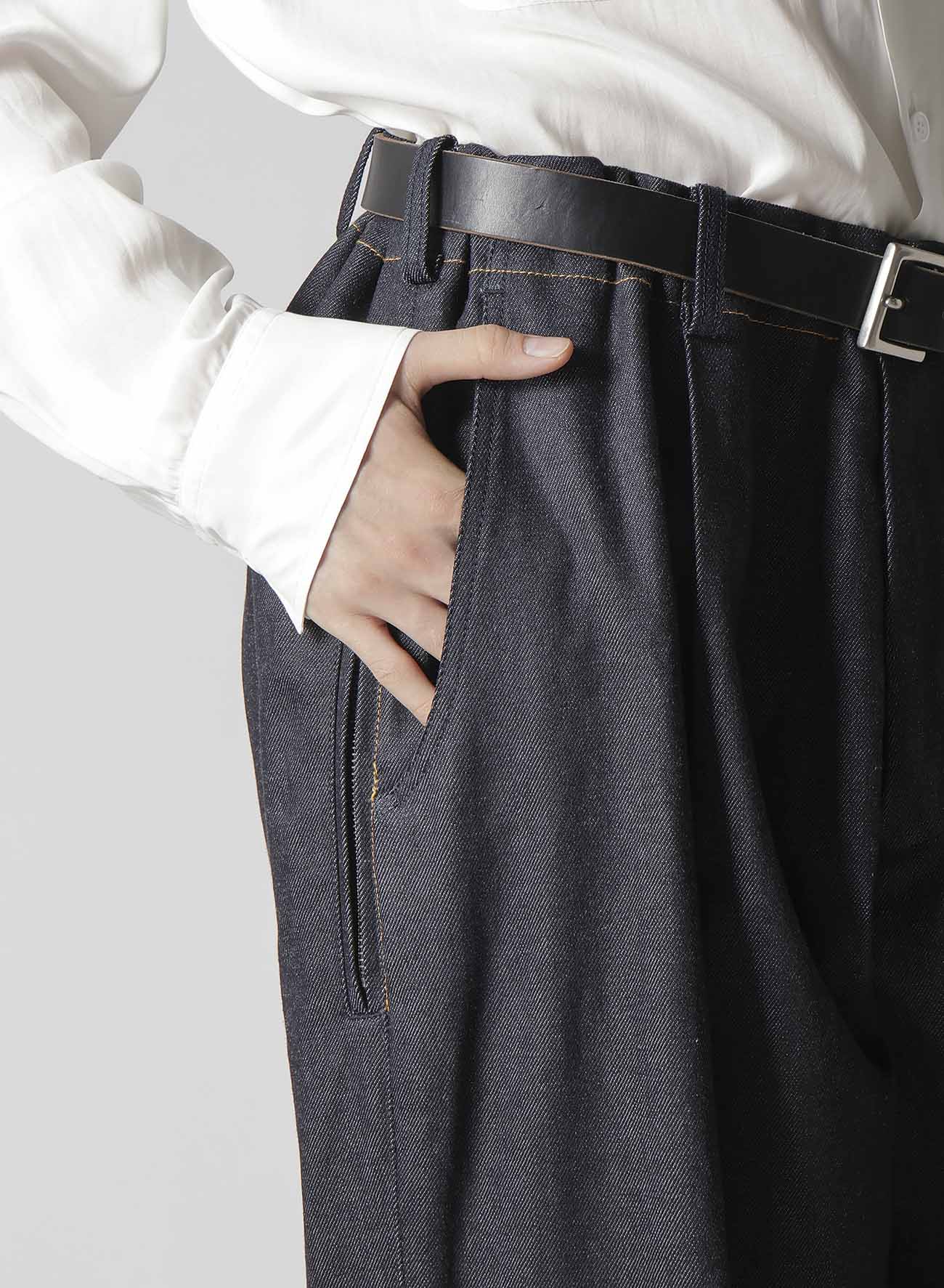 13oz Uneven Yarn Denim Pants with Color Block Side Zip - Stylish Casual Wear for Men & Women | Perfect for Streetwear & Everyday Outfits