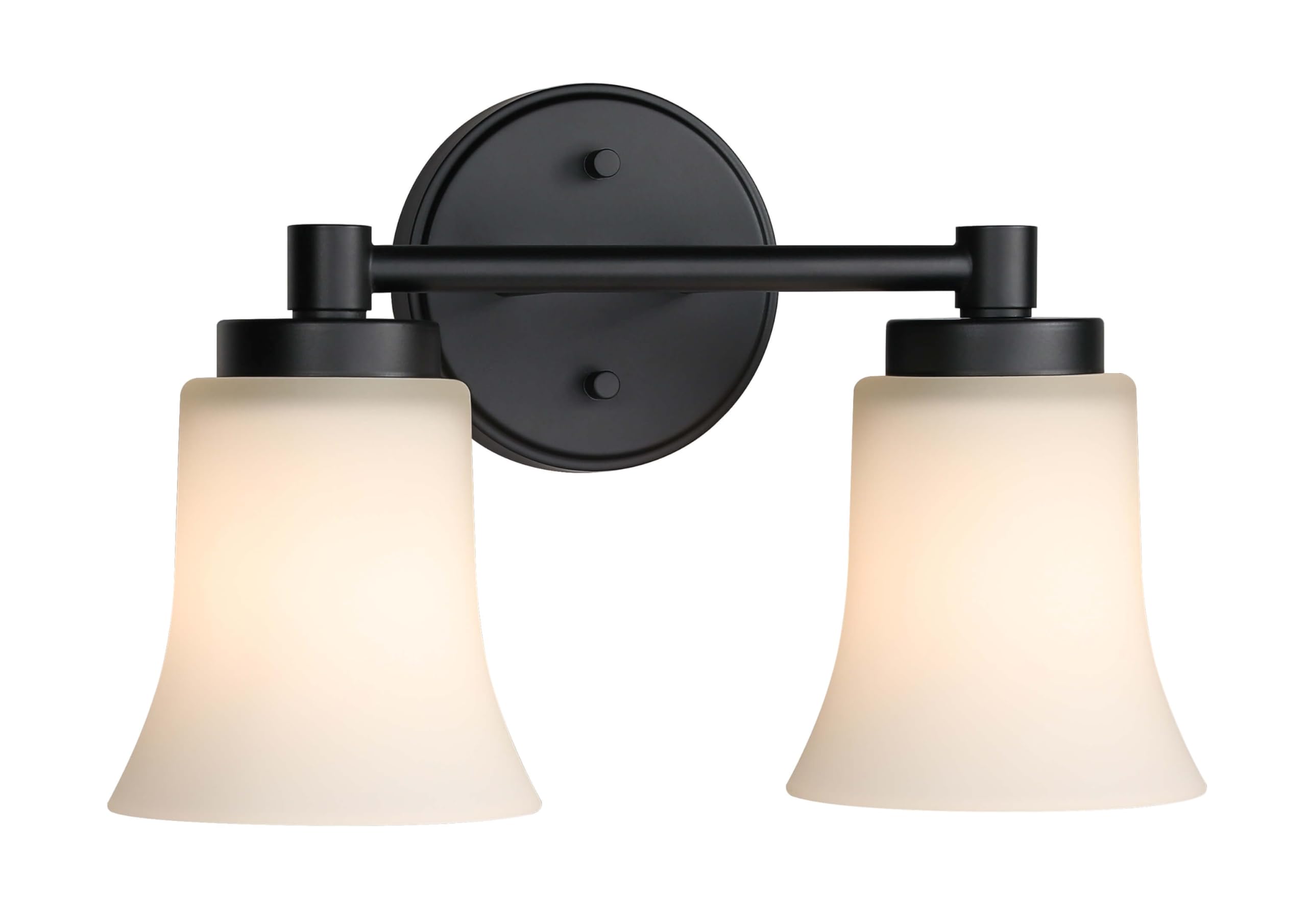 Vintage 2-Light Bathroom Vanity Sconce with Glass Shade - Black Wall Mounted Lighting Fixture for Bathroom, Powder Room & Dressing Area | Model XB-W1235-2-MB