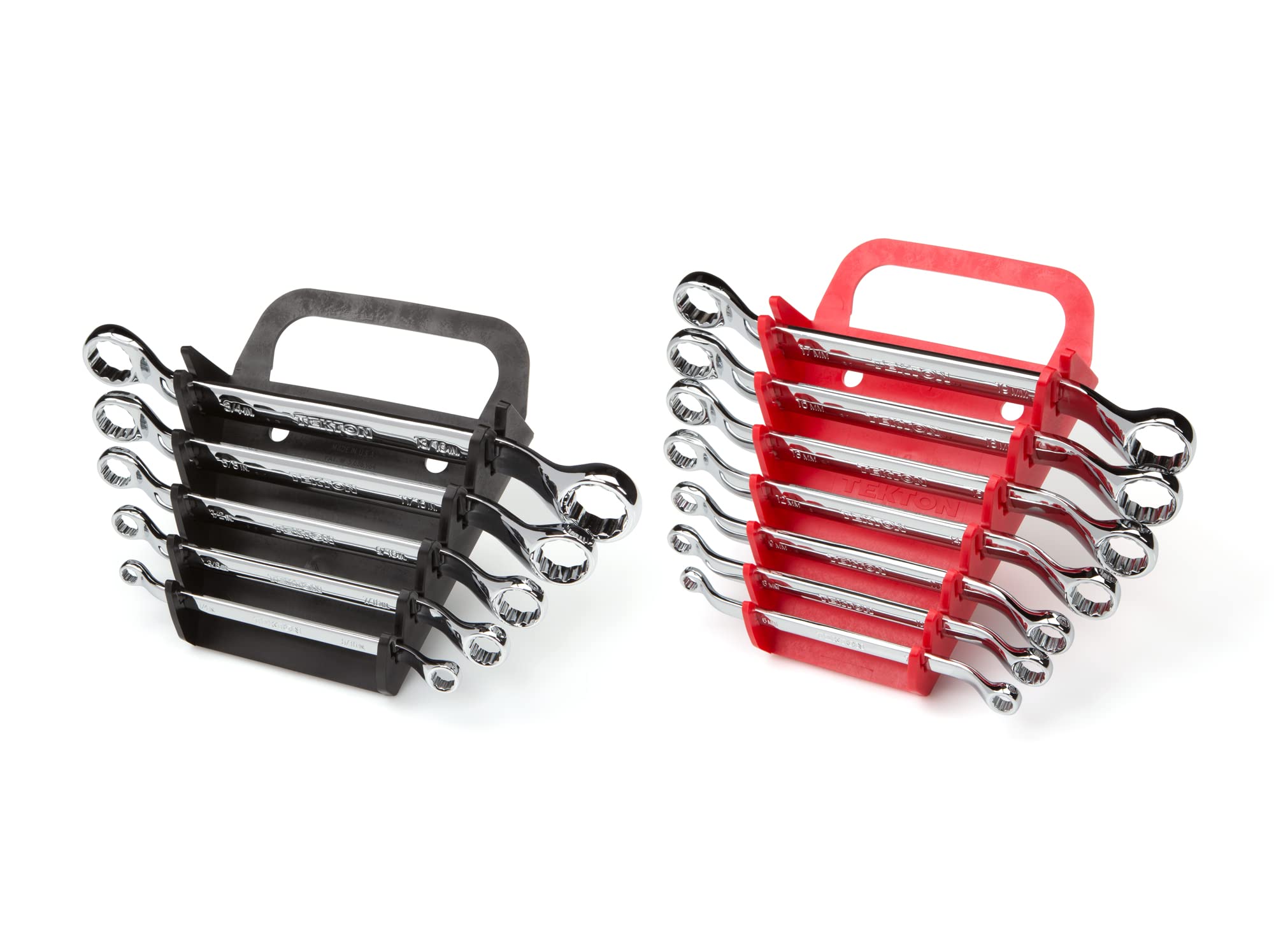 TEKTON 45-Degree Offset Box End Wrench Set - 12-Piece (1/4-13/16 in., 6-19 mm) with Holder | WBE91301 - Perfect for Automotive Repair, Machinery Maintenance & Tight Spaces
