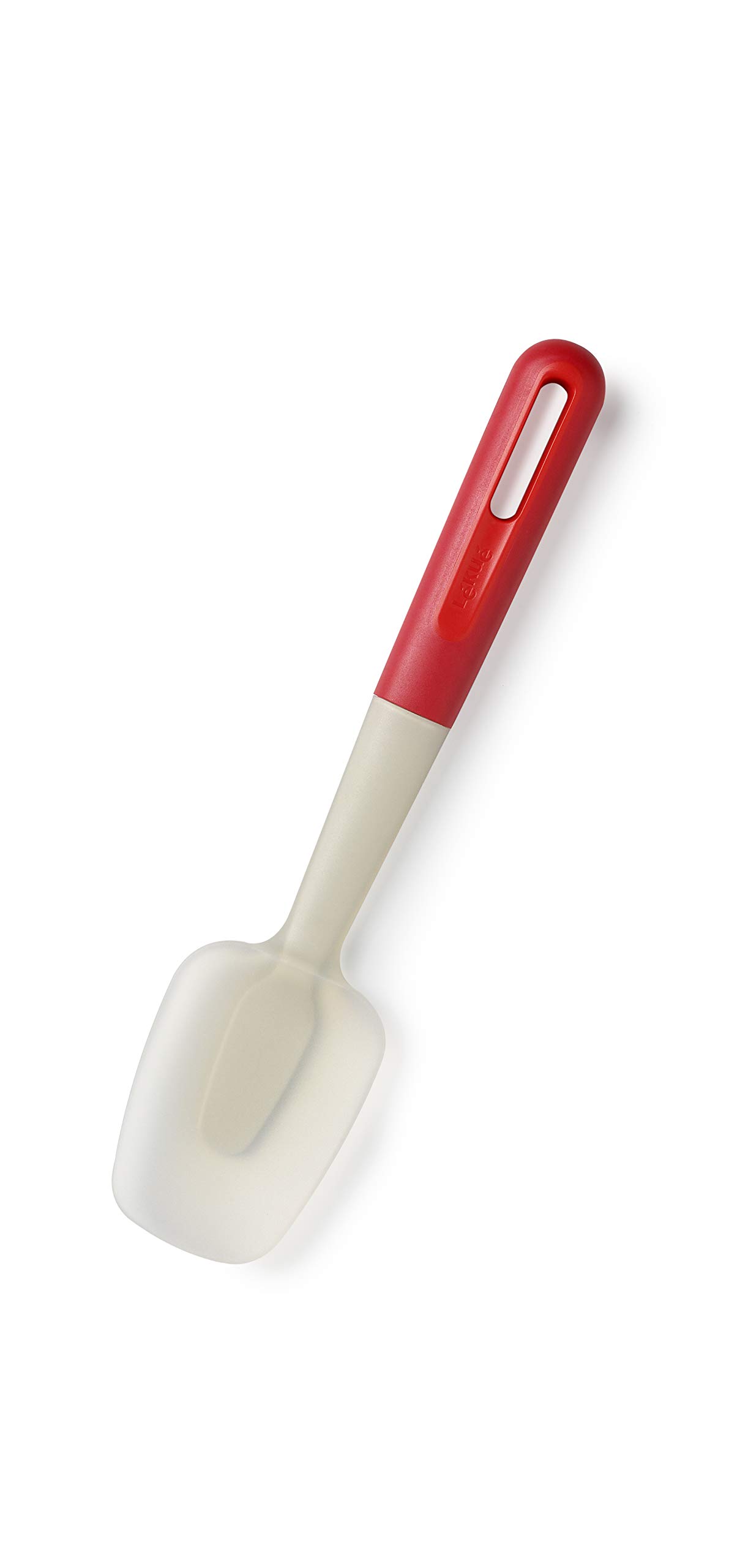 Lekue Silicone Cooking Spoon - Heat Resistant, BPA-Free Kitchen Utensil for Baking, Mixing & Serving - Red & White (Perfect for Non-Stick Pans & Everyday Cooking)