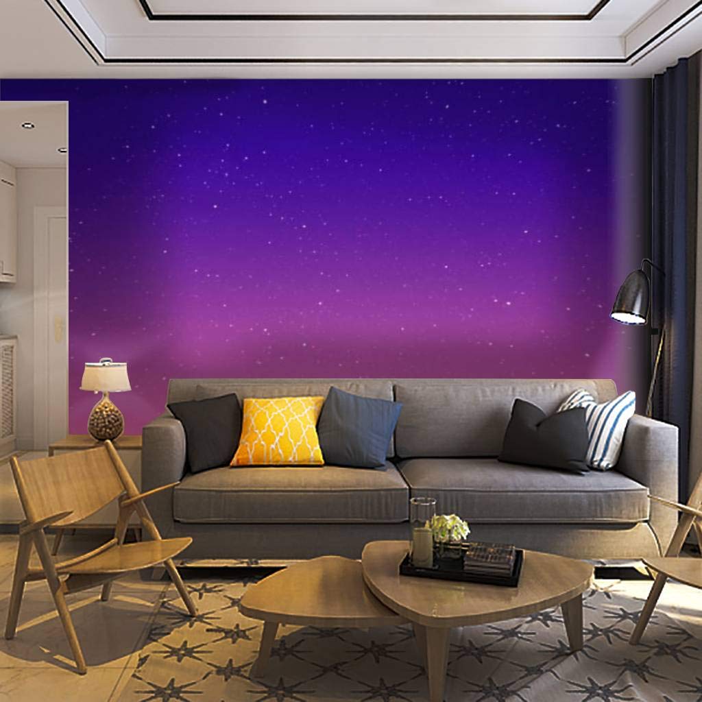 Abstract Starry Night Purple Sky Self-Adhesive Removable Wallpaper Mural - Peel & Stick Wall Decal for Living Room, Bedroom, Home Decor | Easy DIY Wall Art & Craft for Modern Interior Design