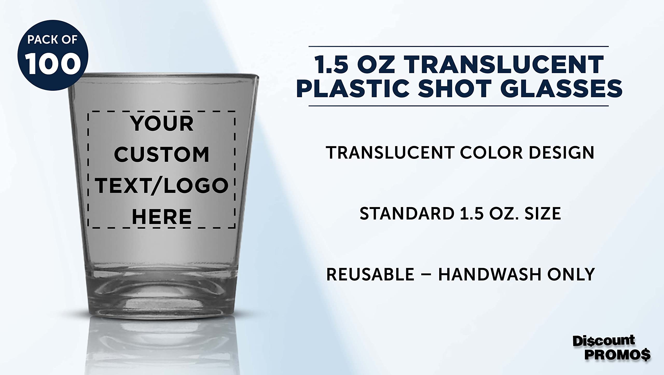 Custom Translucent Plastic Shot Glasses 1.5 oz (100-Pack) - Personalized Acrylic Party Cups for Wedding, Birthday, Bar Events & Bulk Gifts - Charcoal Color - Perfect for Cocktail Parties, Bachelorette & Tailgating